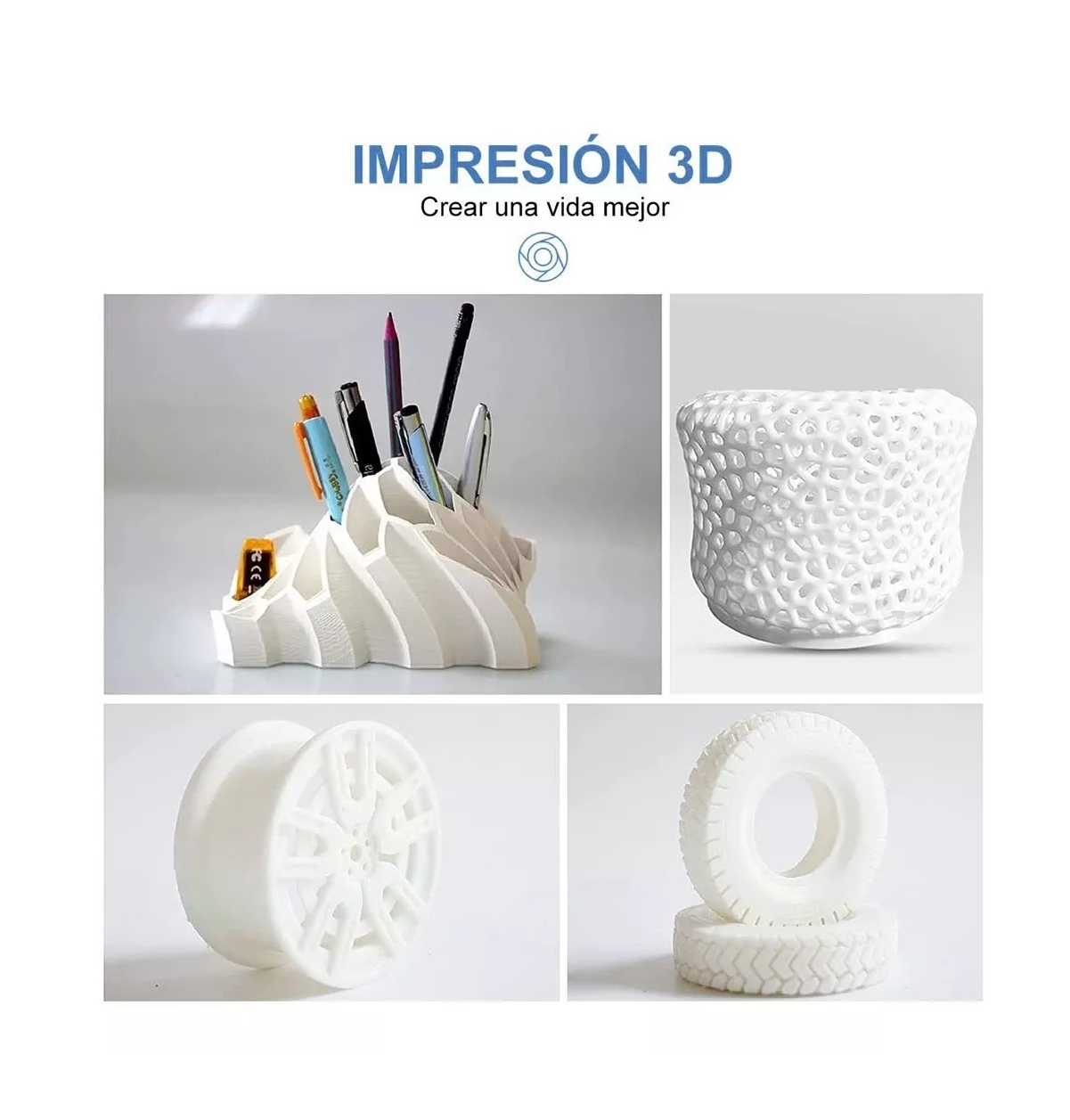 Foto 6 pulgar | Filamento De Impresora Belug Material De Impresión 3d 1 Kg 1,75 Mm Blanco