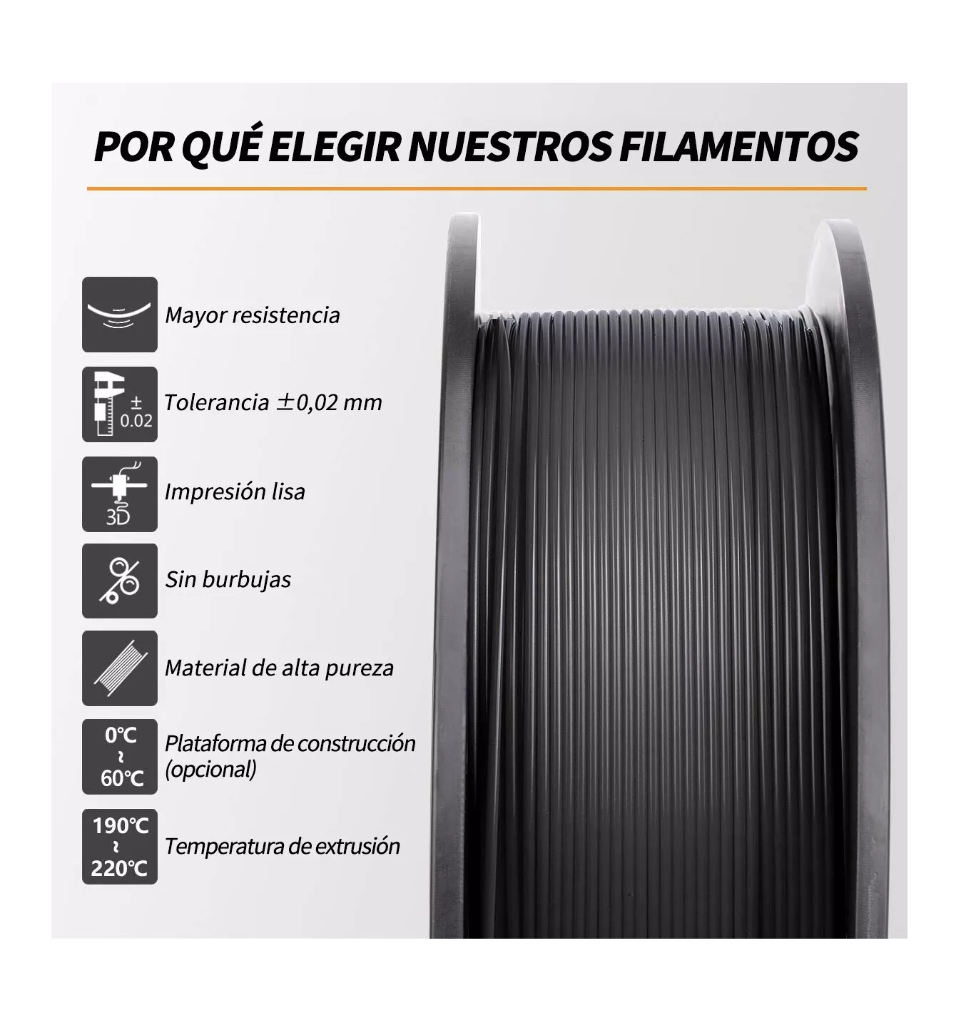 Foto 4 pulgar | Filamento Pla De 1,75 Mm, Precisión Dimensional De +/- 0,02 Negro