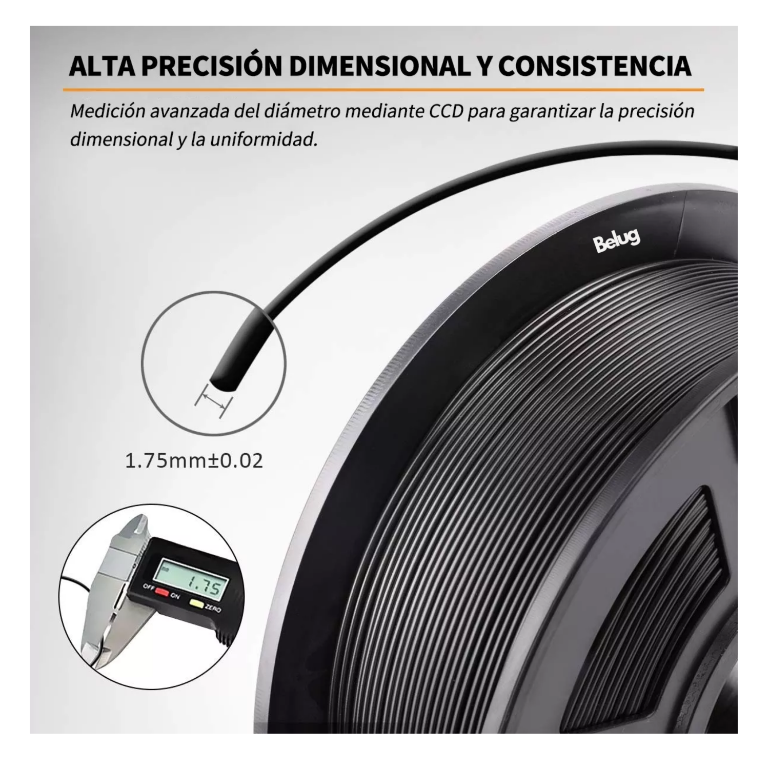 Foto 3 pulgar | Filamento Pla De 1,75 Mm, Precisión Dimensional De +/- 0,02, Belug Negro