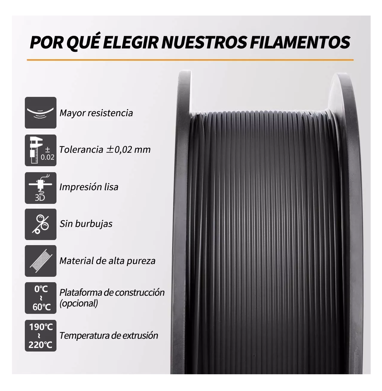 Foto 4 pulgar | Filamento Pla De 1,75 Mm, Precisión Dimensional De +/- 0,02, Belug Negro