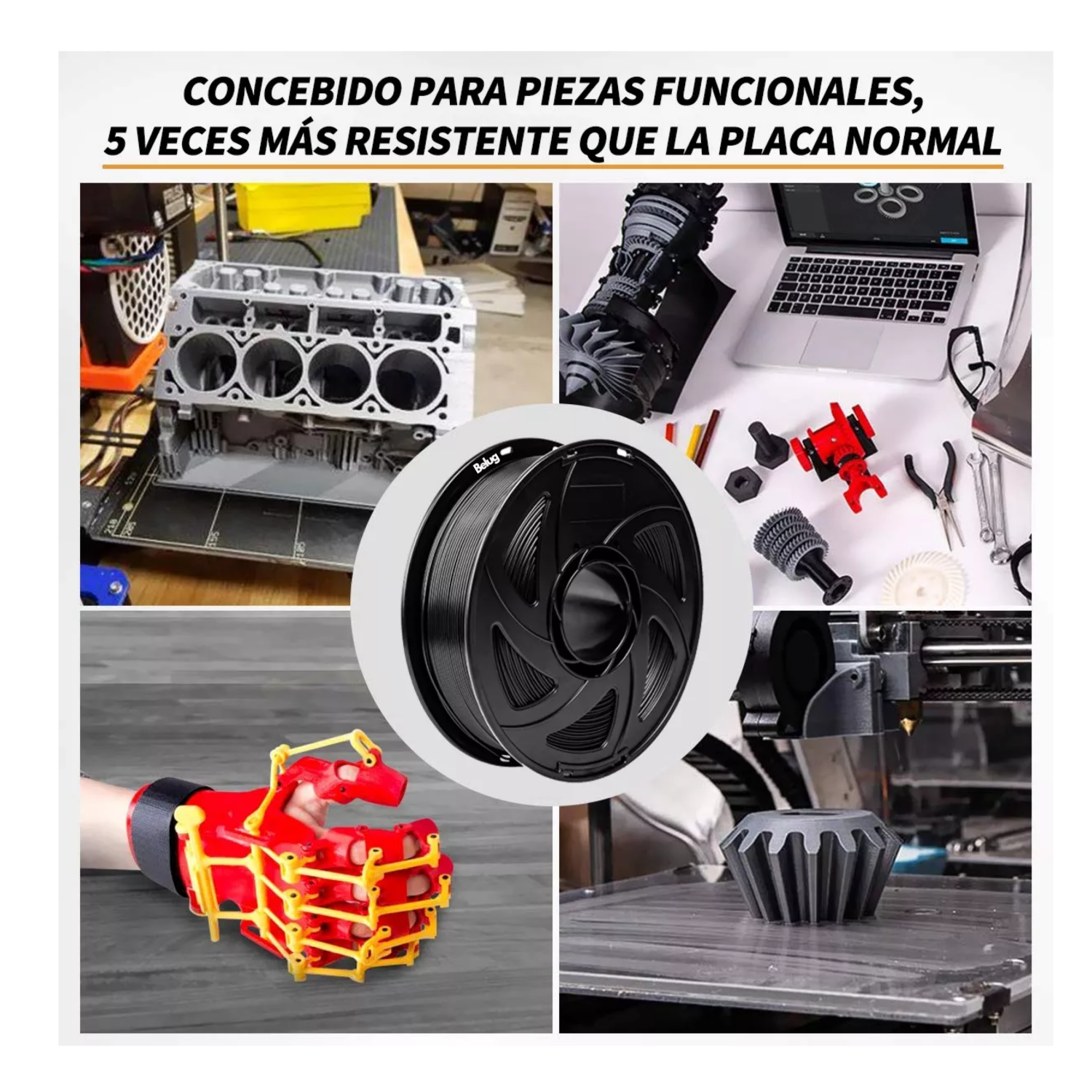 Foto 6 pulgar | Filamento Pla De 1,75 Mm, Precisión Dimensional De +/- 0,02, Belug Negro