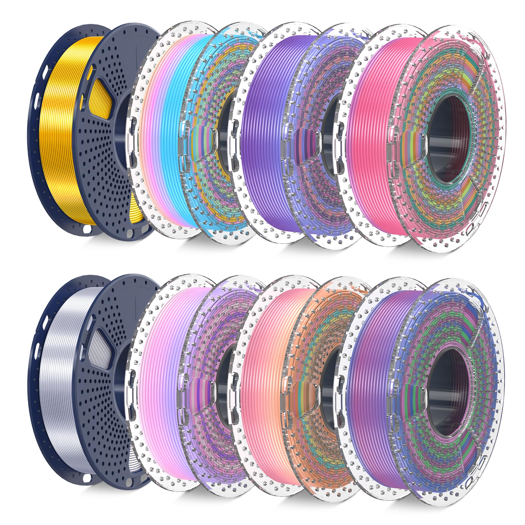 Paquete De Filamentos Para Impresora 3d Sunlu Pla Silk Rainbow, 2 Kg - Venta Internacional.