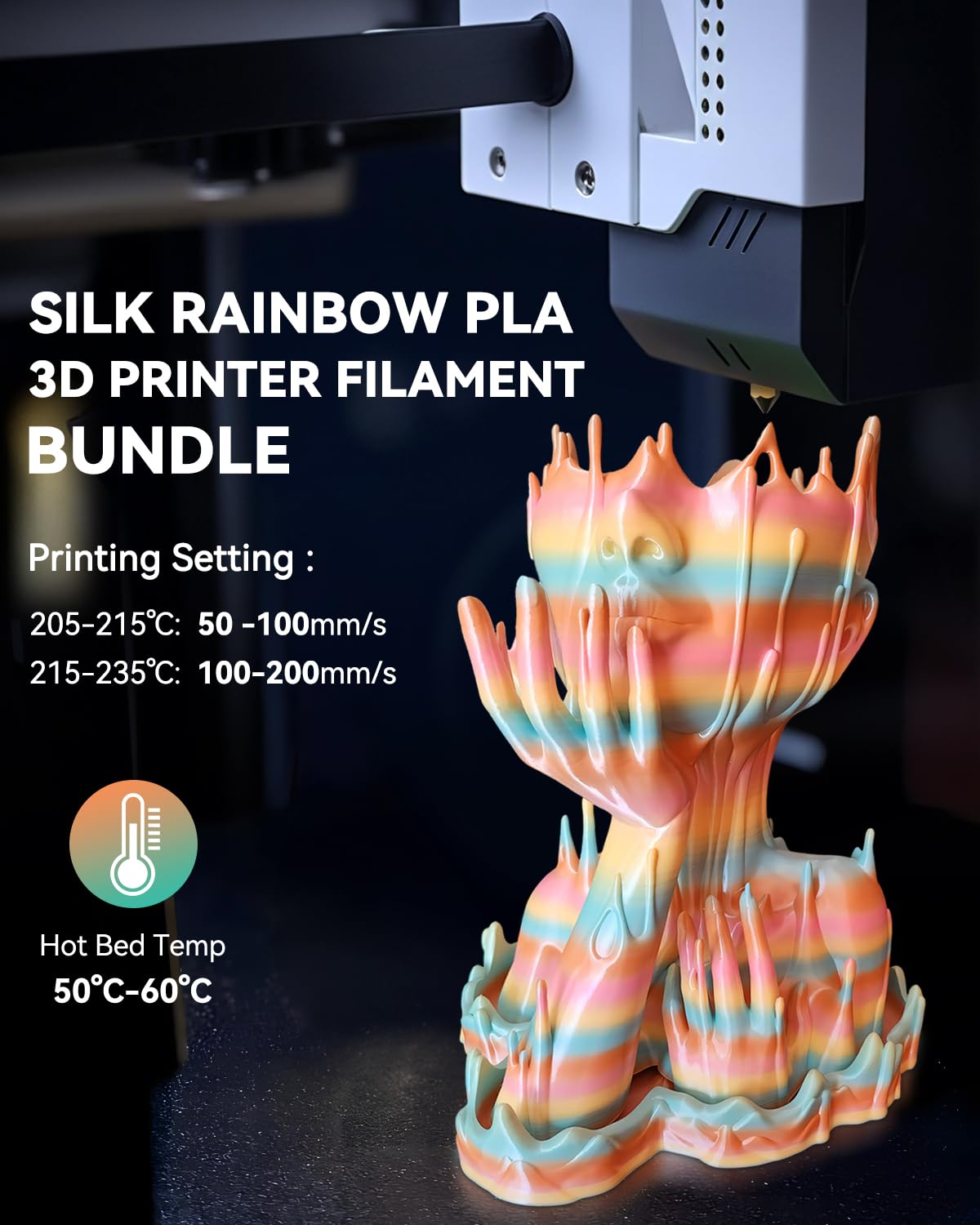 Foto 7 pulgar | Paquete De Filamentos Para Impresora 3d Sunlu Pla Silk Rainbow, 2 Kg - Venta Internacional.