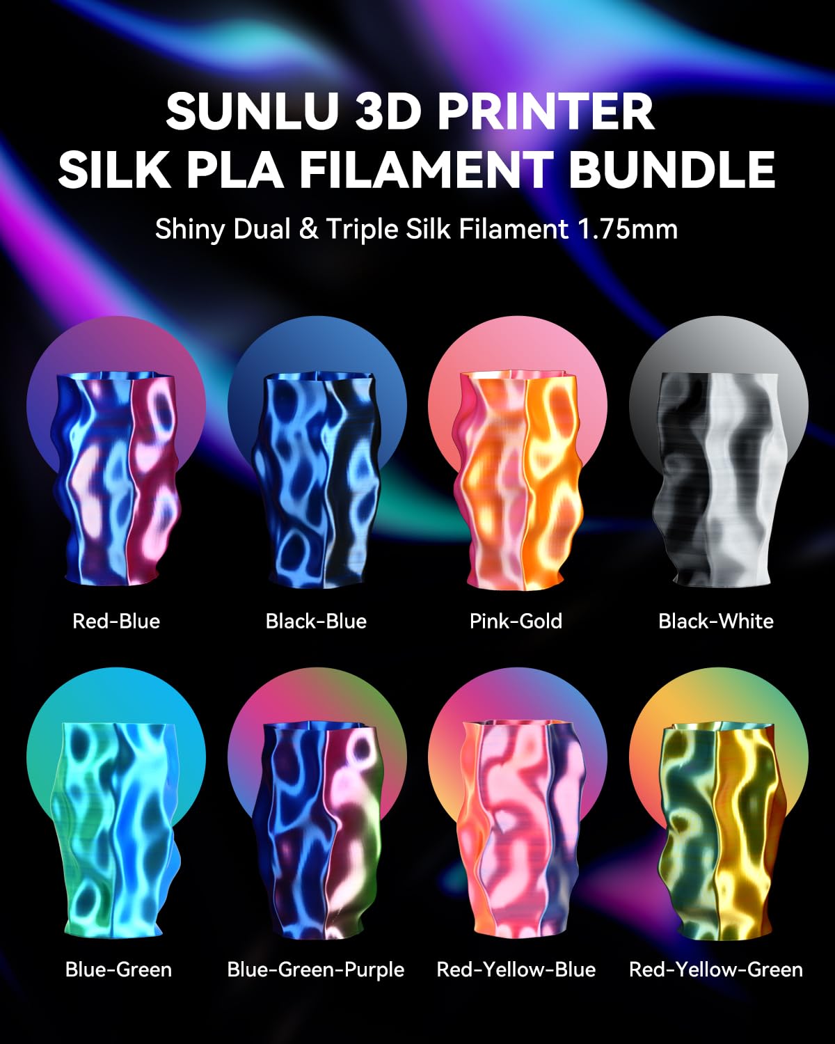 Foto 3 pulgar | Paquete De Filamentos Para Impresora 3d Sunlu De Seda De Dos Y Tres Colores - Venta Internacional.