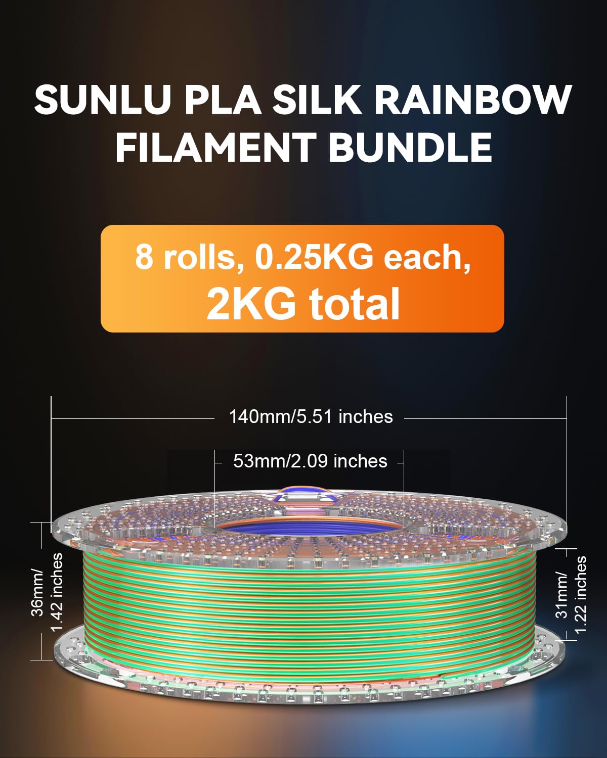 Foto 4 pulgar | Paquete De Filamentos Para Impresora 3d Sunlu De Seda De Dos Y Tres Colores - Venta Internacional.