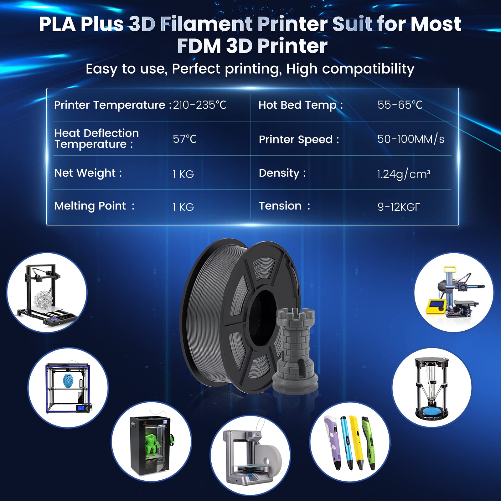 Foto 7 pulgar | Filamento Para Impresora 3d Sunlu Pla Plus De 1,75 Mm, Bobina De 1 Kg, Color Gris - Venta Internacional.
