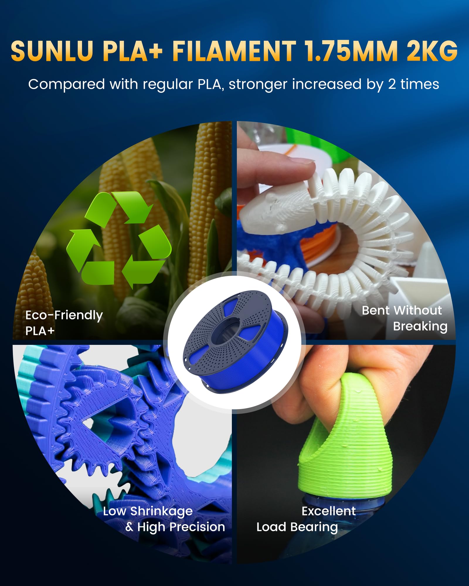 Foto 3 pulgar | Filamento Para Impresora 3d Sunlu Pla+2.0 De 1,75 Mm, Paquete De 8 Unidades, 2 Kg - Venta Internacional.