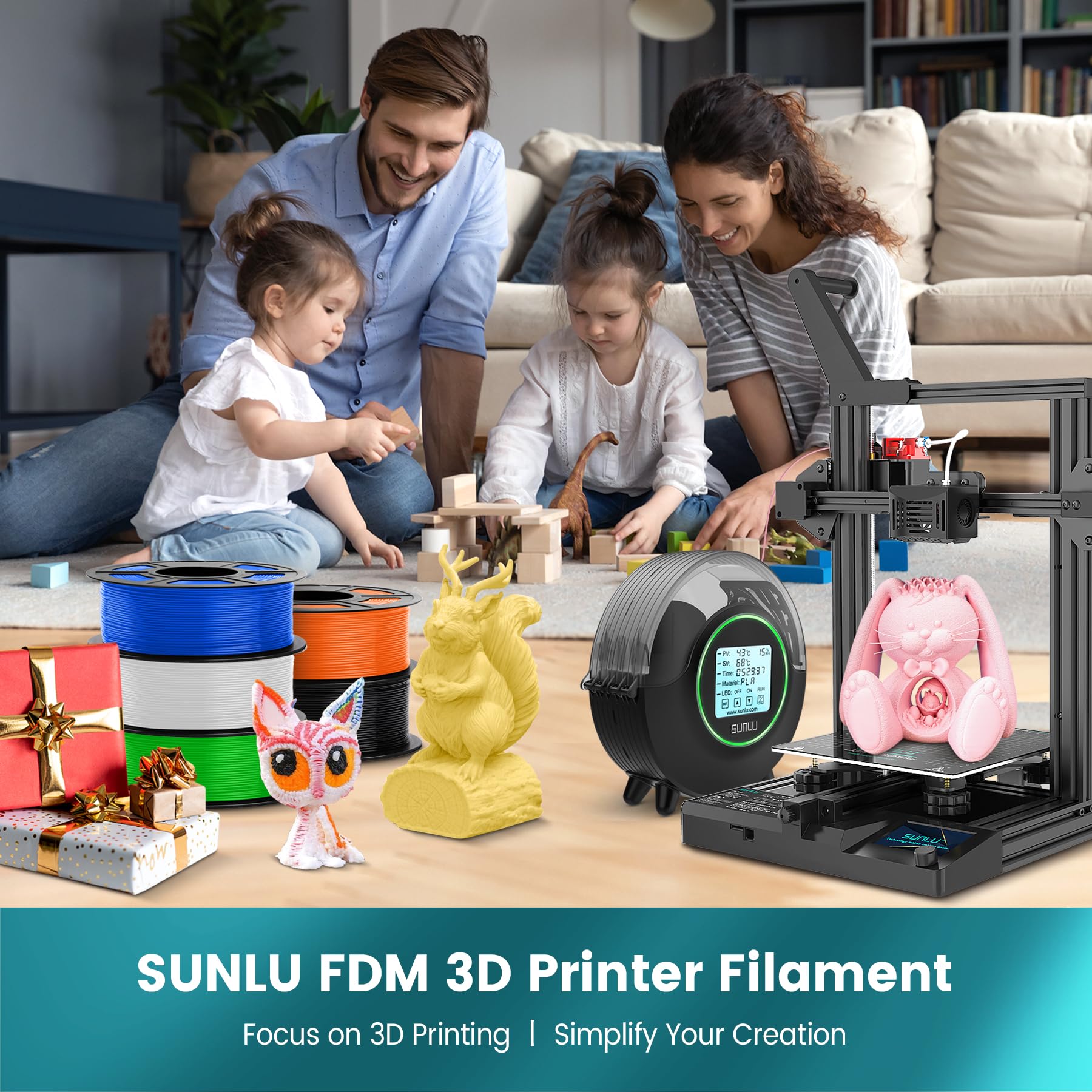 Foto 7 | Filamento Para Impresora 3d Sunlu Pla De 1,75 Mm, 2 Kg (1 Kg X 2), Negro - Venta Internacional.