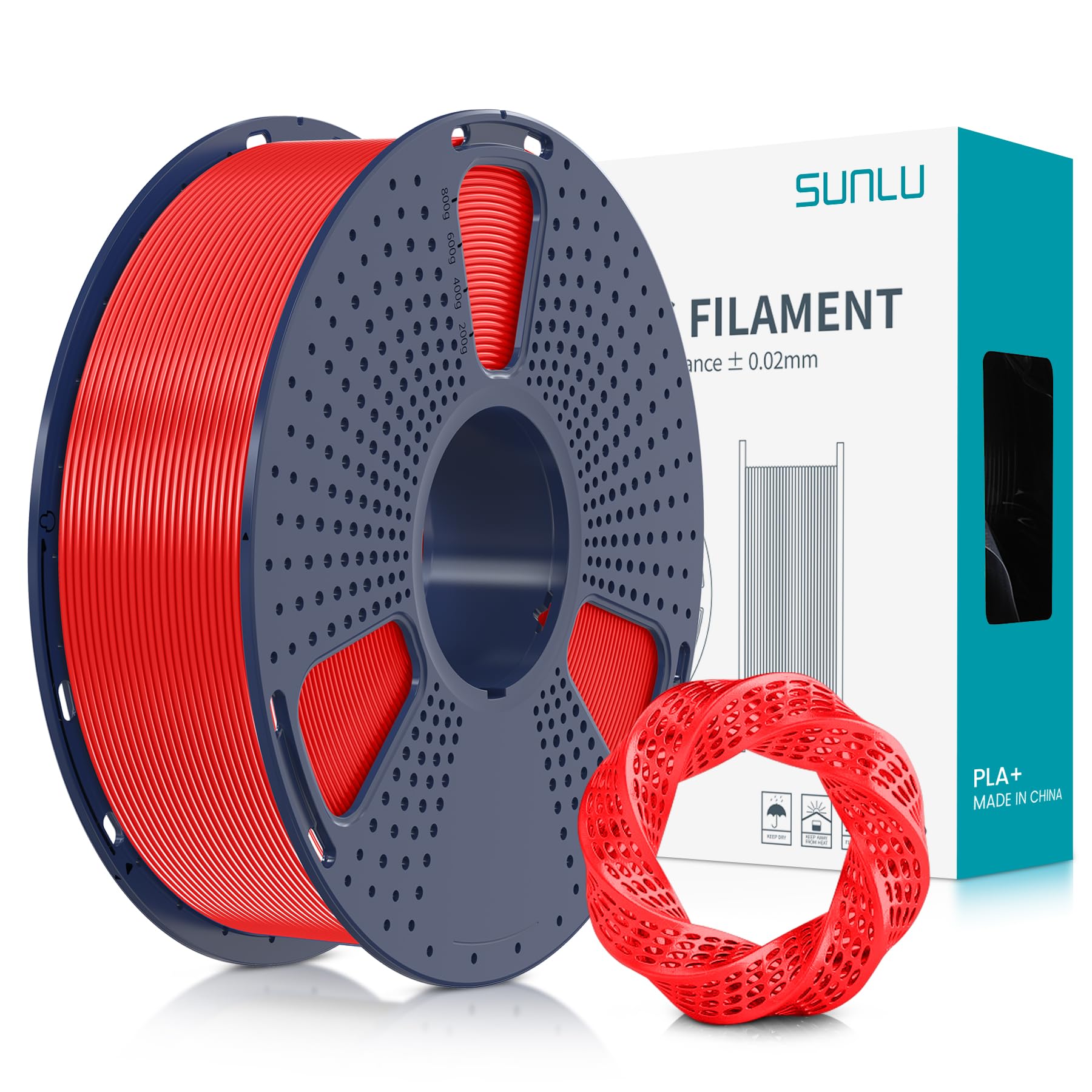 Foto 2 pulgar | Filamento Para Impresora 3d Sunlu Pla Plus De 1,75 Mm, Bobina De 1 Kg, Rojo - Venta Internacional.