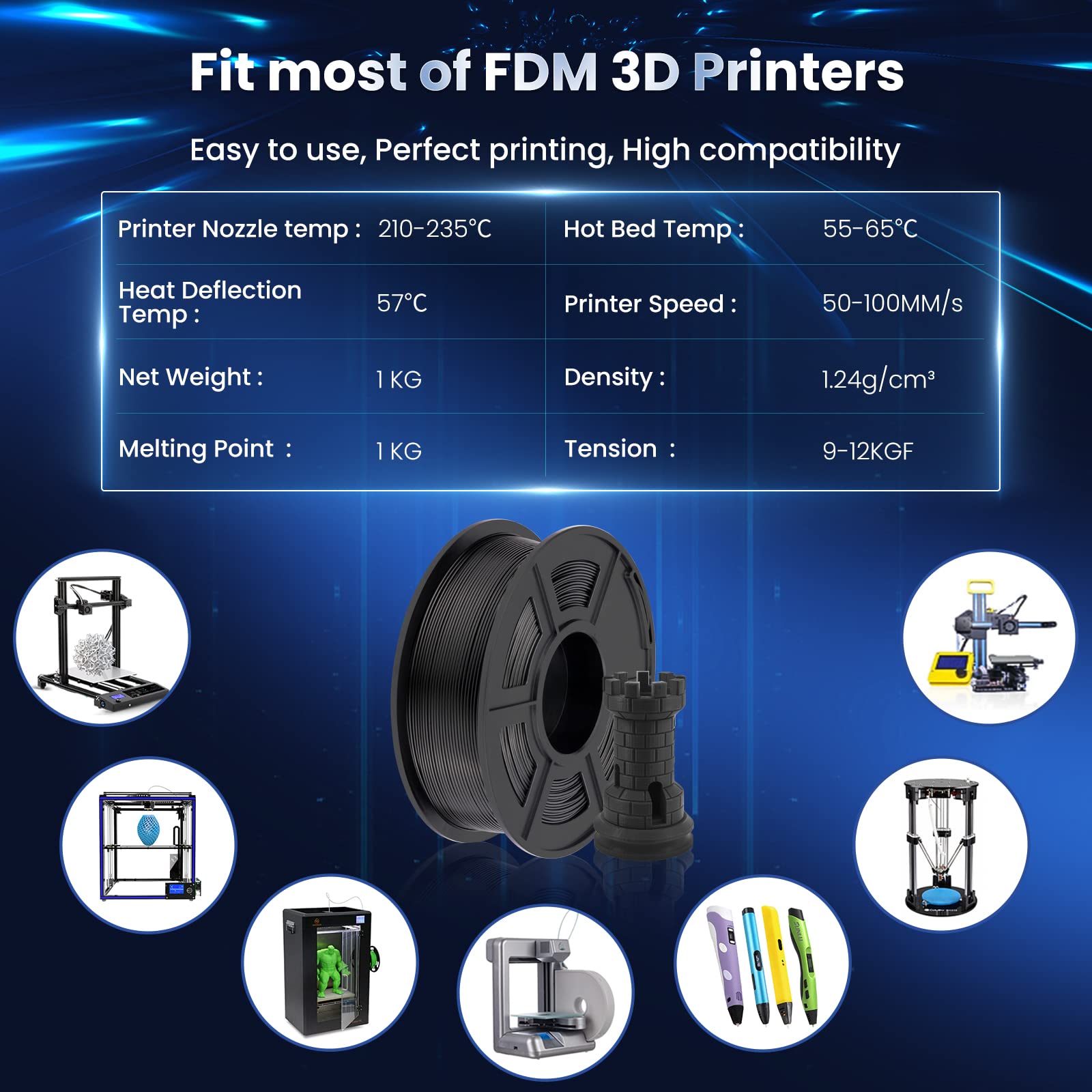 Foto 7 pulgar | Filamento Para Impresora 3d Sunlu Pla Plus De 1,75 Mm, 4 Kg, Negro, 4 Paquetes - Venta Internacional.
