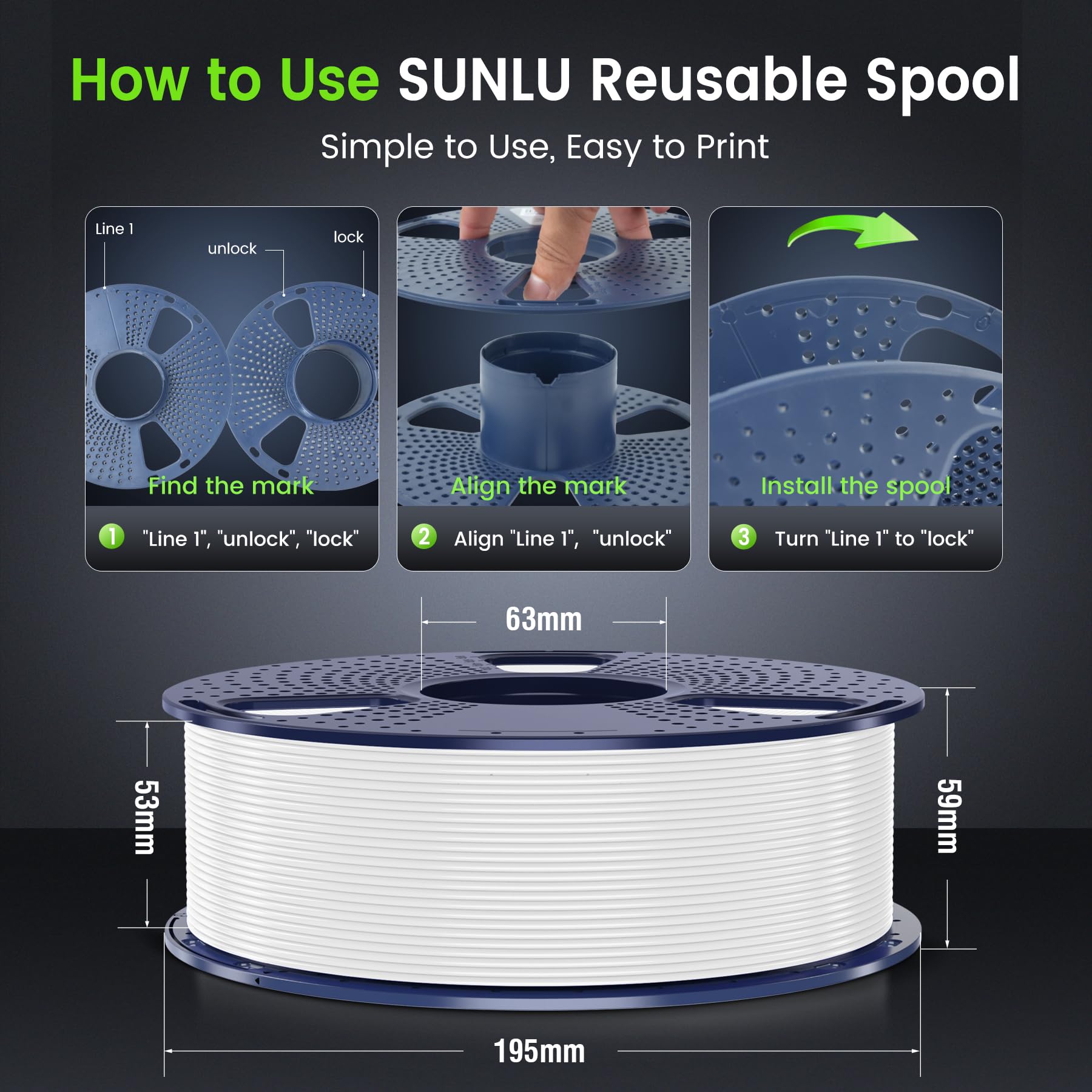 Foto 3 | Filamento Para Impresora 3d Sunlu Pla Plus, 10 Kg, 1,75 Mm, 10 Colores - Venta Internacional.