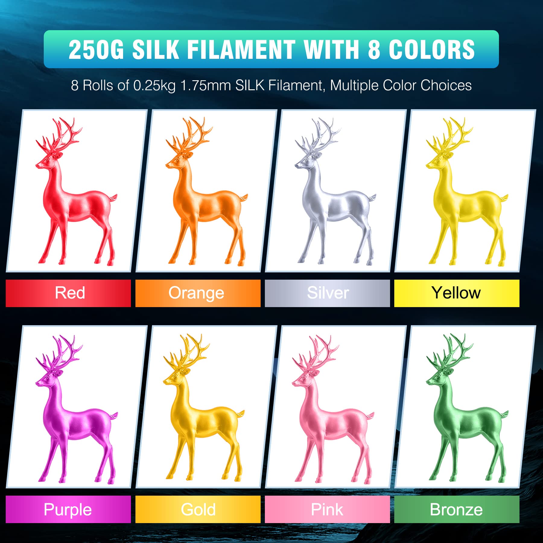 Foto 4 pulgar | Filamento Para Impresora 3d Sunlu Pla Silk, 1,75 Mm, 250 G X 8 Rollos - Venta Internacional.