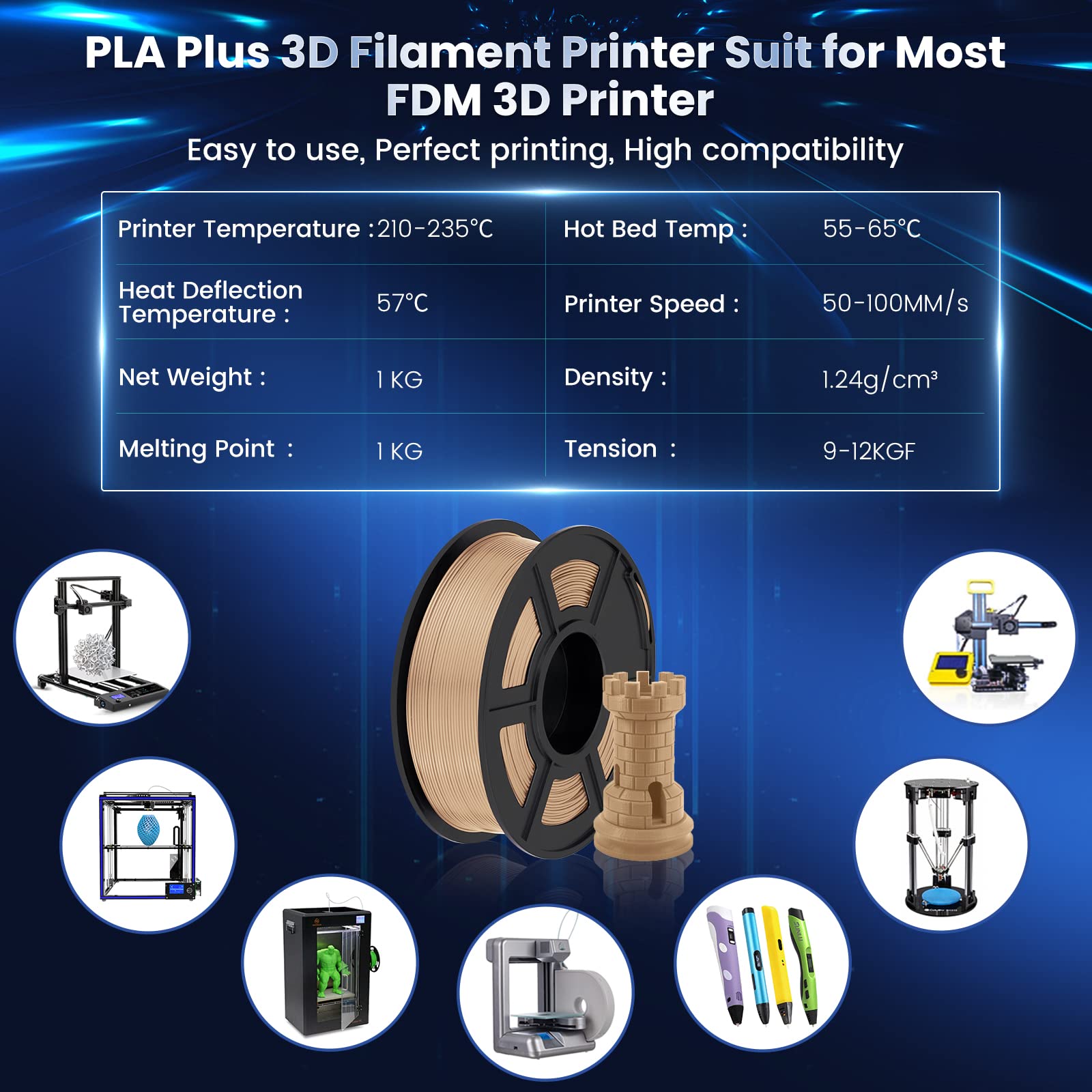 Foto 6 | Filamento Para Impresora 3d Sunlu Pla Plus, Bobina De 1,75 Mm Y 1 Kg - Venta Internacional.