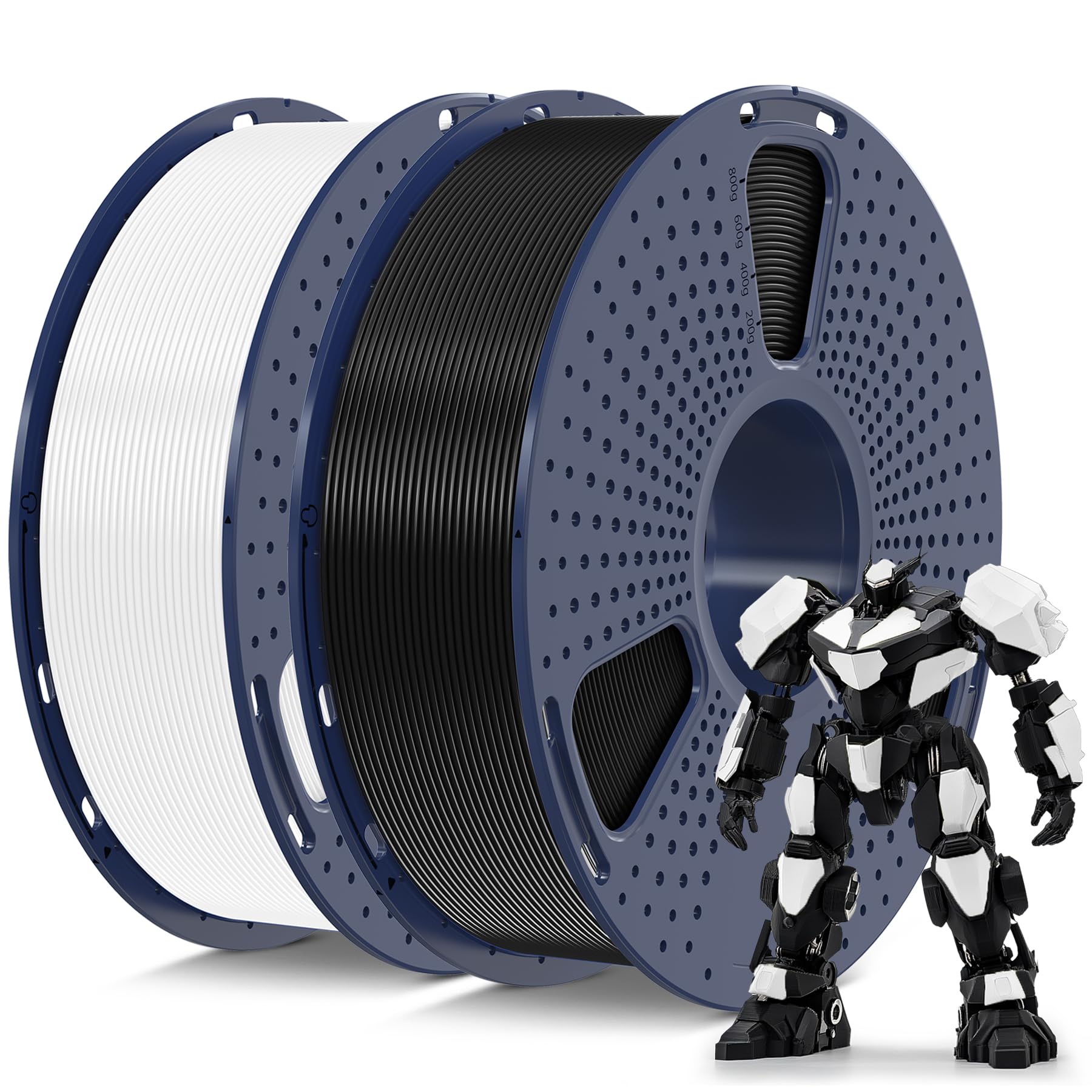 Filamento Para Impresora 3d Sunlu Petg De 1,75 Mm, Paquete De 2 Kg, Negro Y Blanco - Venta Internacional.