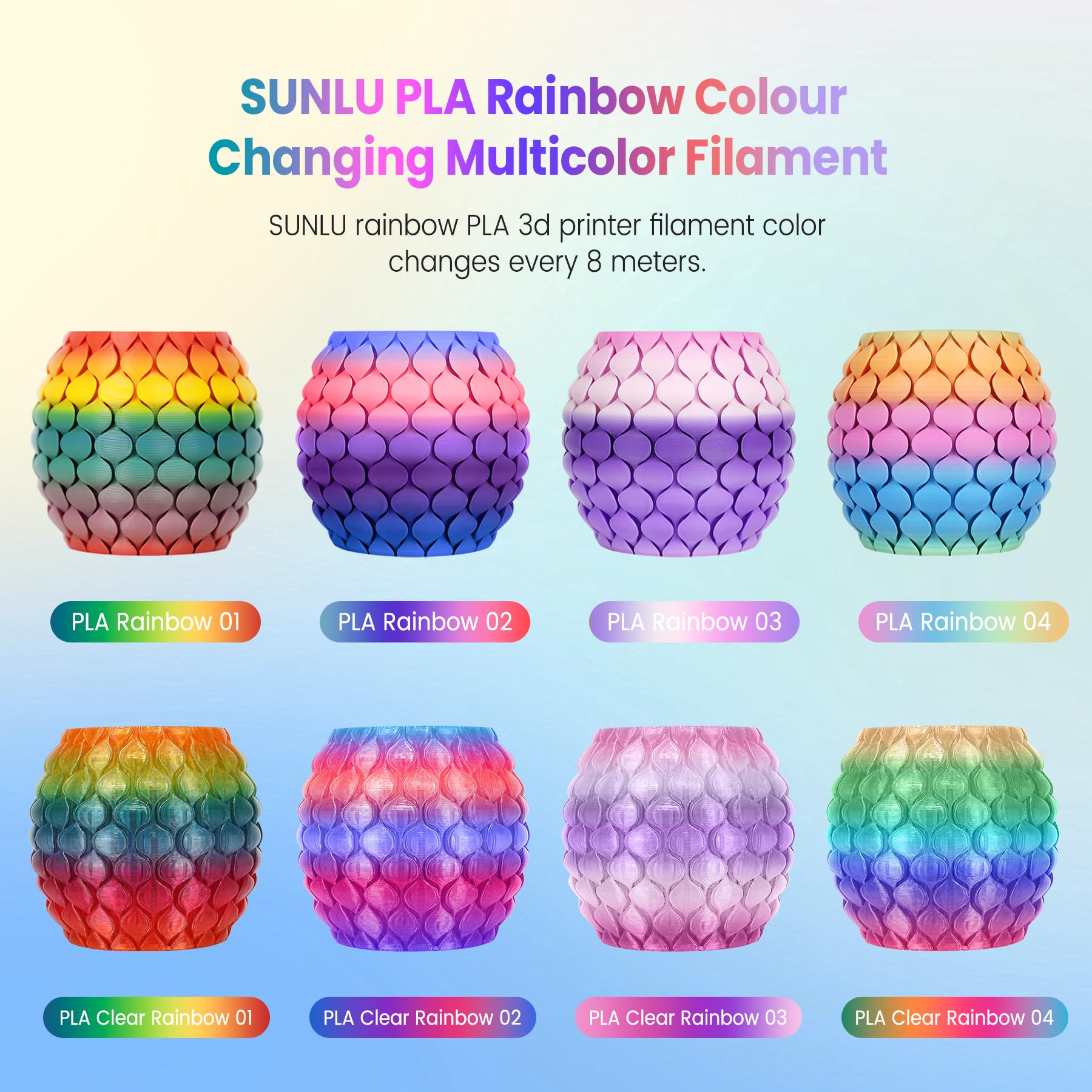 Foto 3 pulgar | Filamento Para Impresora 3d Sunlu Rainbow Pla 1.75 Mm ± 0.02 Mm 4 Kg - Venta Internacional.