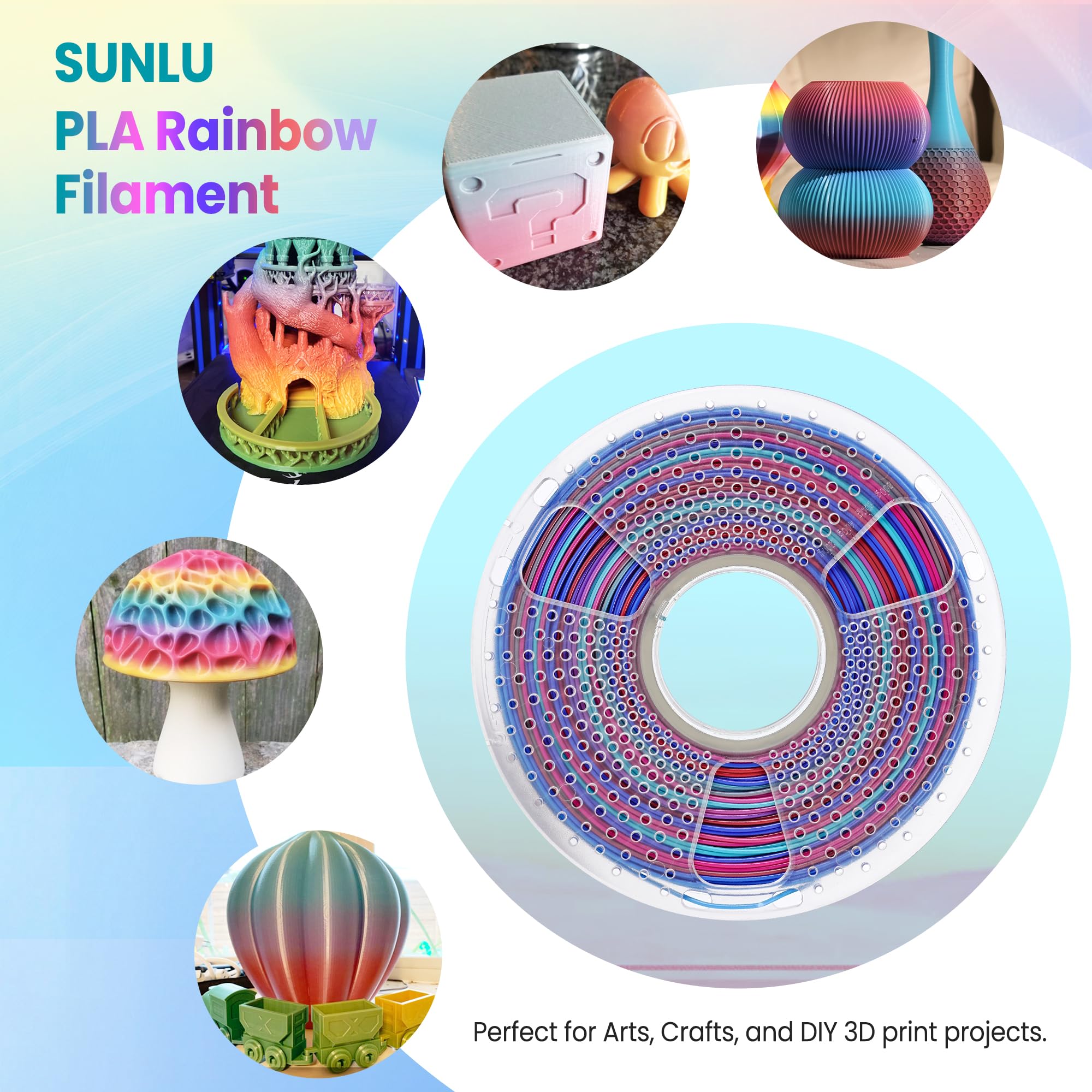 Foto 6 | Filamento Para Impresora 3d Sunlu Rainbow Pla 1.75 Mm ± 0.02 Mm 4 Kg - Venta Internacional.