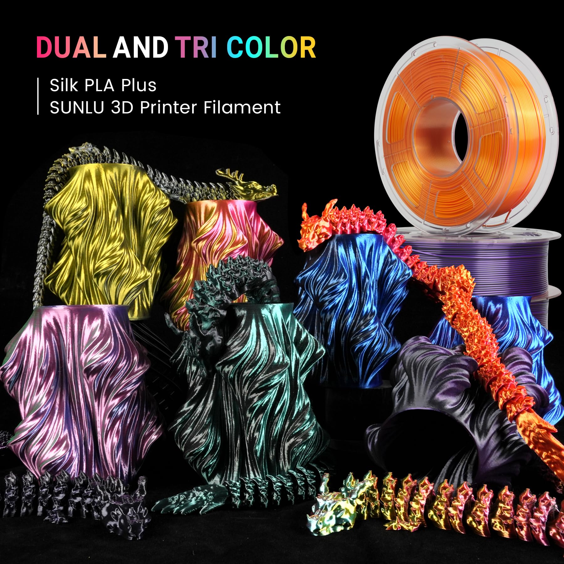 Foto 5 | Filamento Para Impresora 3d Sunlu Silk, Doble Color, Pla, 1,75 Mm, 1 Kg - Venta Internacional.