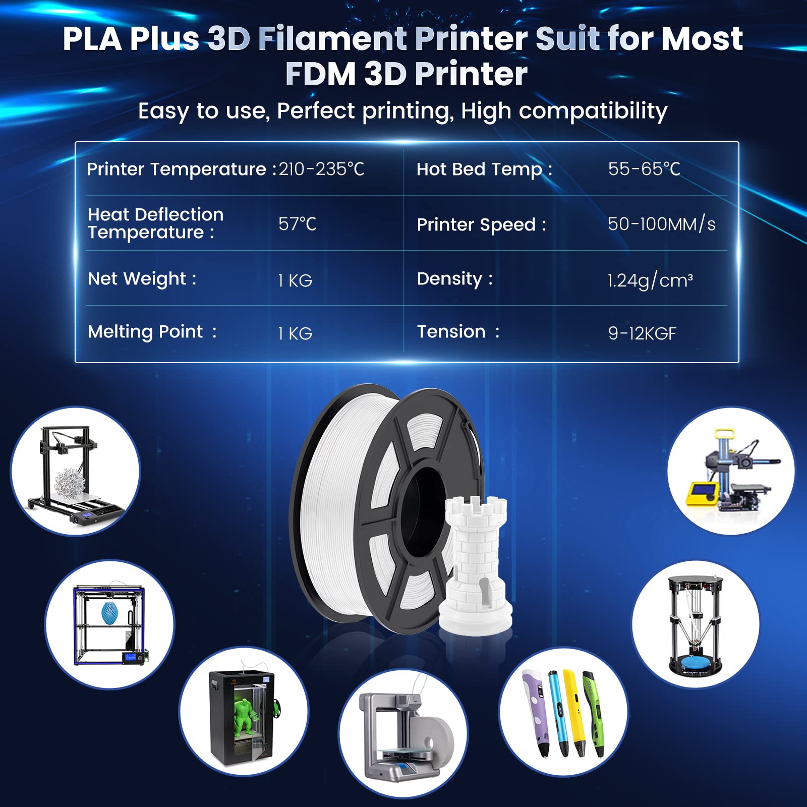 Foto 7 pulgar | Filamento Para Impresora 3d Sunlu Pla Plus De 1,75 Mm, 2 Kg, 2 Paquetes, Blanco - Venta Internacional.