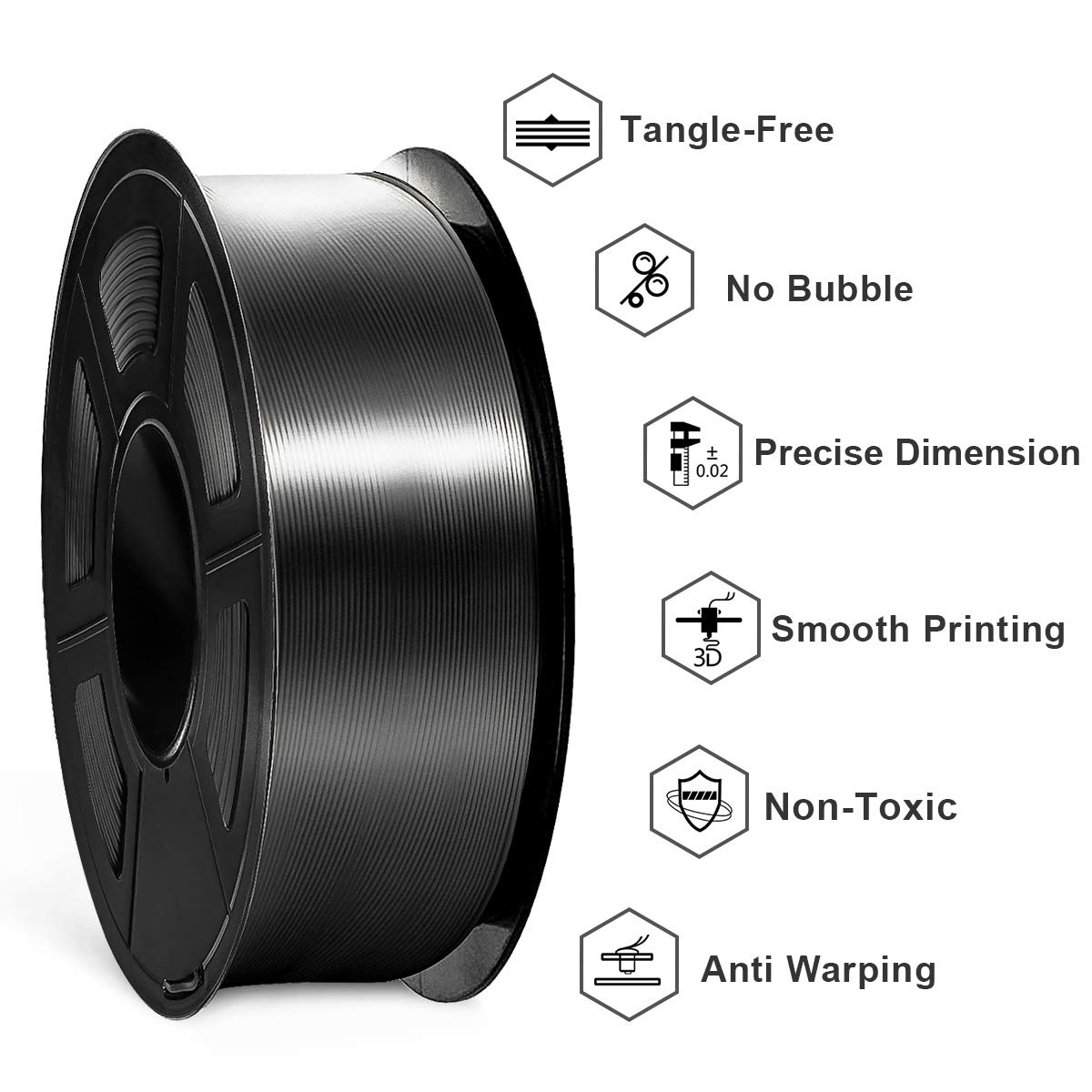 Foto 3 | Filamento Para Impresora 3d Sunlu Shiny Silk Pla, 1,75 Mm, 1 Kg, Negro - Venta Internacional.