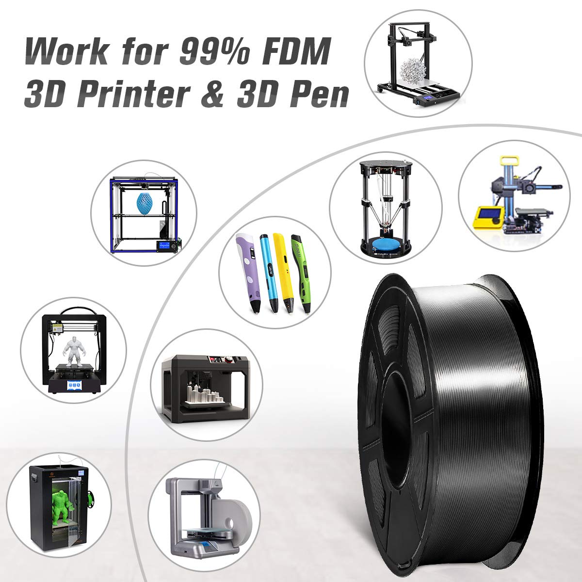 Foto 6 pulgar | Filamento Para Impresora 3d Sunlu Shiny Silk Pla, 1,75 Mm, 1 Kg, Negro - Venta Internacional.