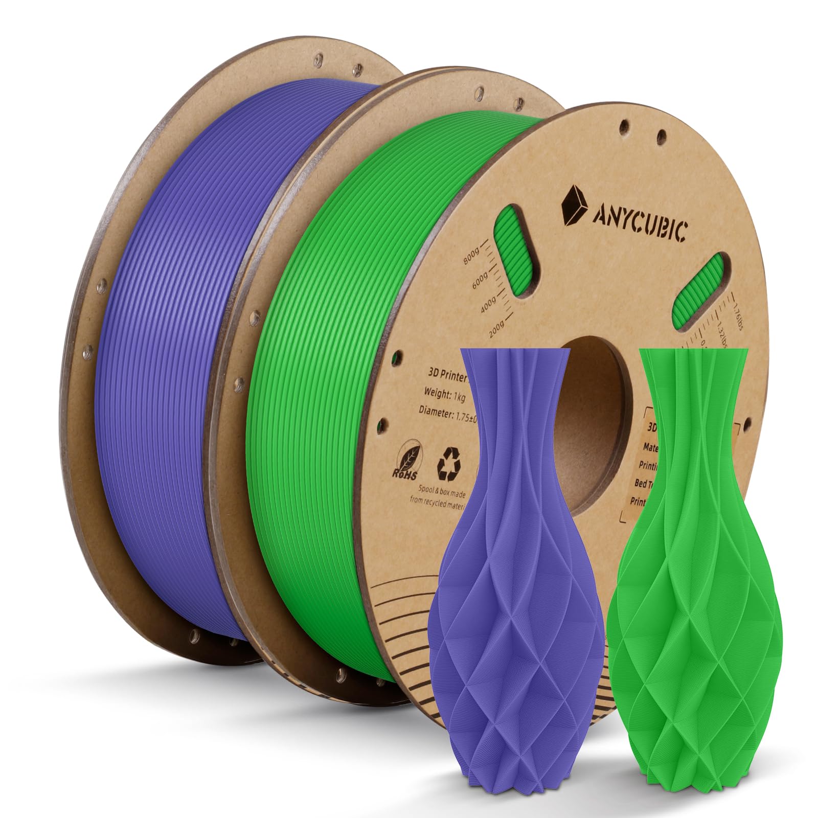 Foto 1 | Paquete De Filamento Pla Anycubic De 1,75 Mm Y 2 Kg, Color Morado Y Verde - Venta Internacional.