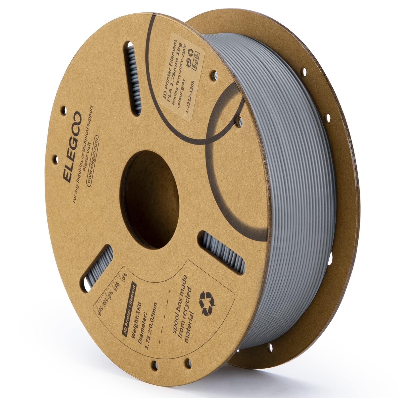 Foto 1 | Filamento Para Impresora 3d Elegoo Pla De 1,75 Mm Gris, 1 Kg - Venta Internacional.