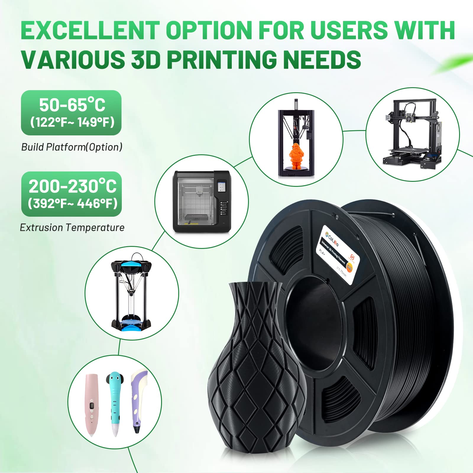 Foto 7 pulgar | Filamento Para Impresora 3d Colido Pla De 1,75 Mm +/- 0,02 Mm, 1 Kg, Negro - Venta Internacional.