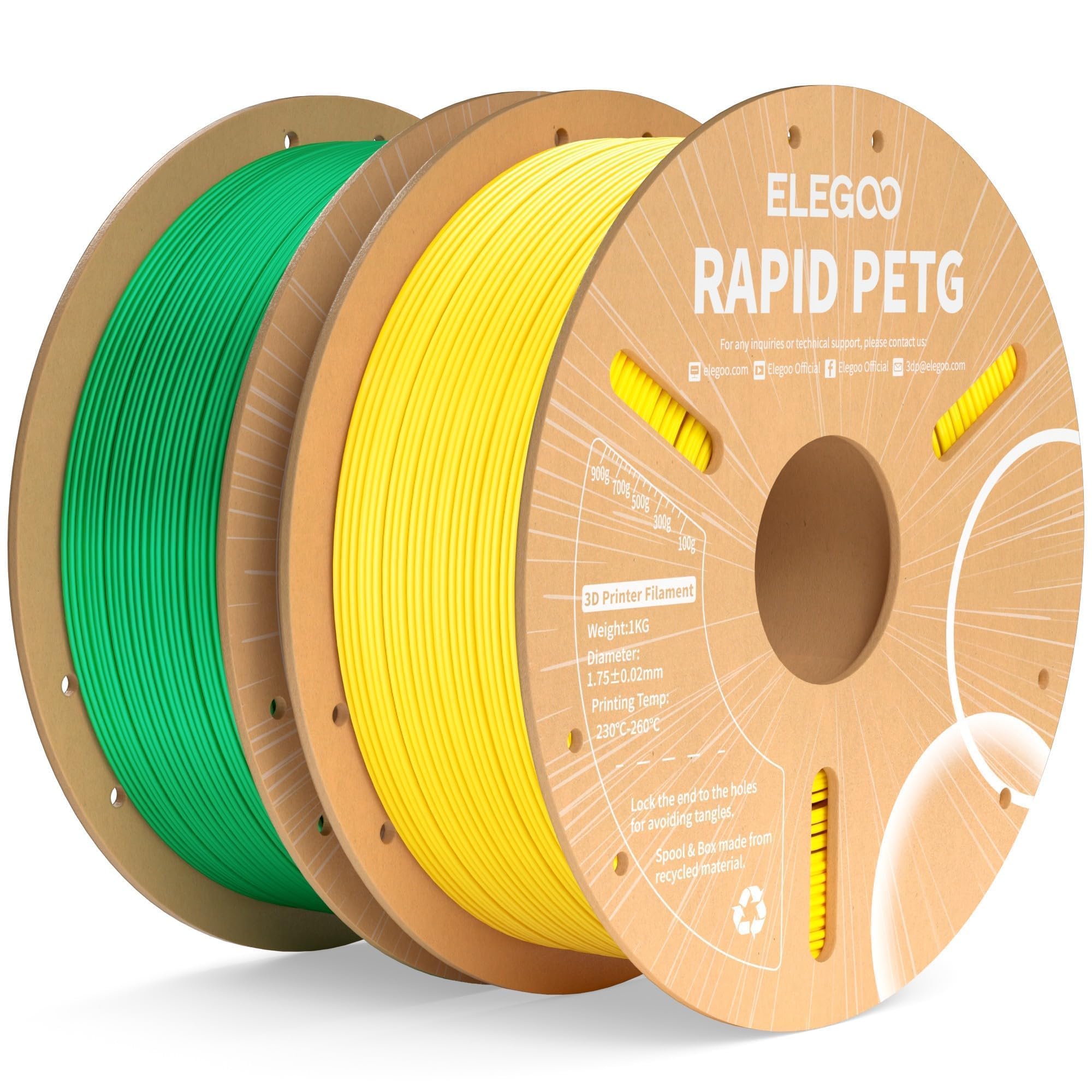 Filamento Para Impresora 3d Elegoo Rapid Petg De 1,75 Mm, Amarillo Y Verde - Venta Internacional.