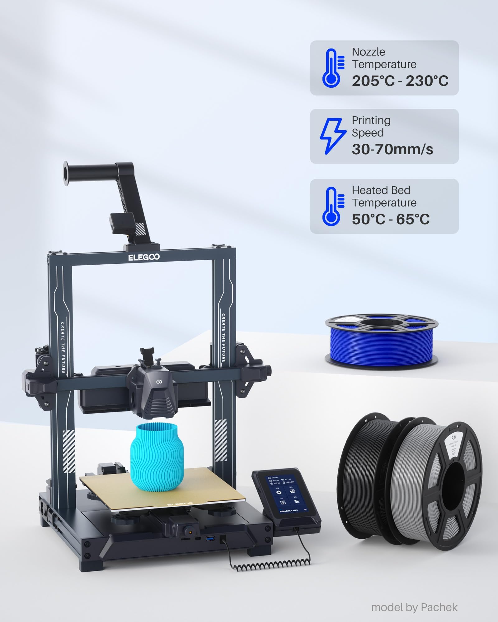 Foto 6 pulgar | Filamento Para Impresora 3d Elegoo Pla+ De 1,75 Mm, Gris Espacial, 1 Kg - Venta Internacional.