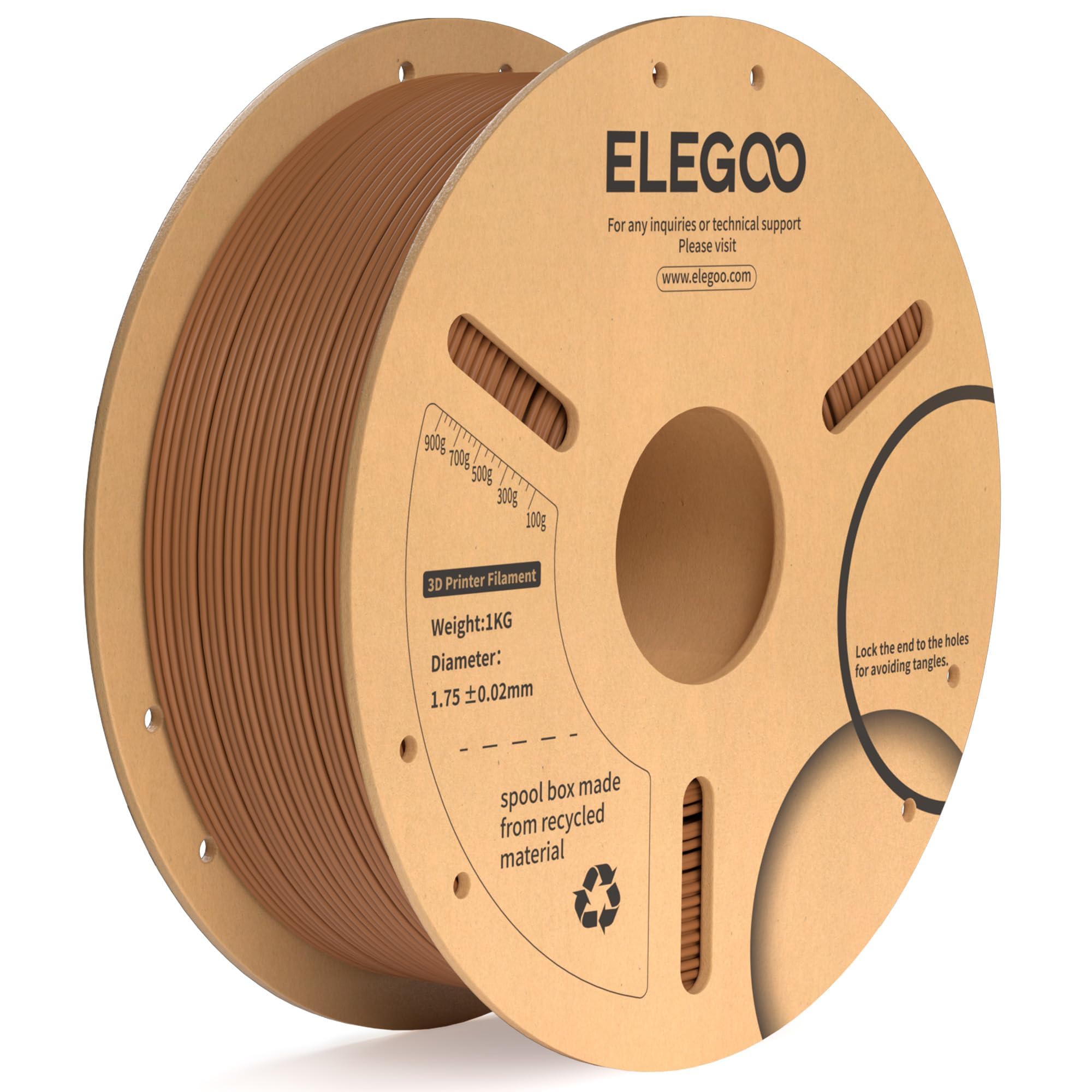 Filamento Para Impresora 3d Elegoo Pla Plus De 1,75 Mm, Marrón, 1 Kg - Venta Internacional.