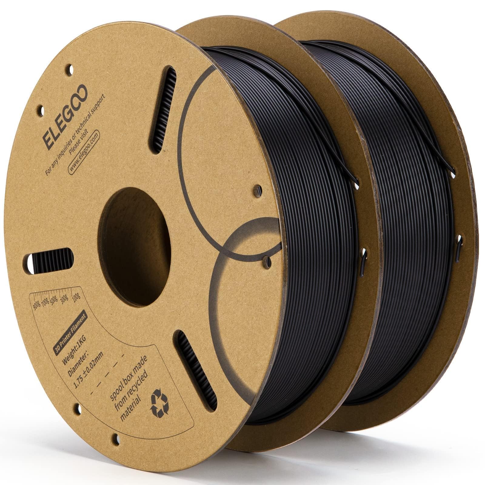 Foto 1 | Filamento Para Impresora 3d Elegoo Pla De 1,75 Mm, Negro, 2 Kg, Paquete De 2 - Venta Internacional.