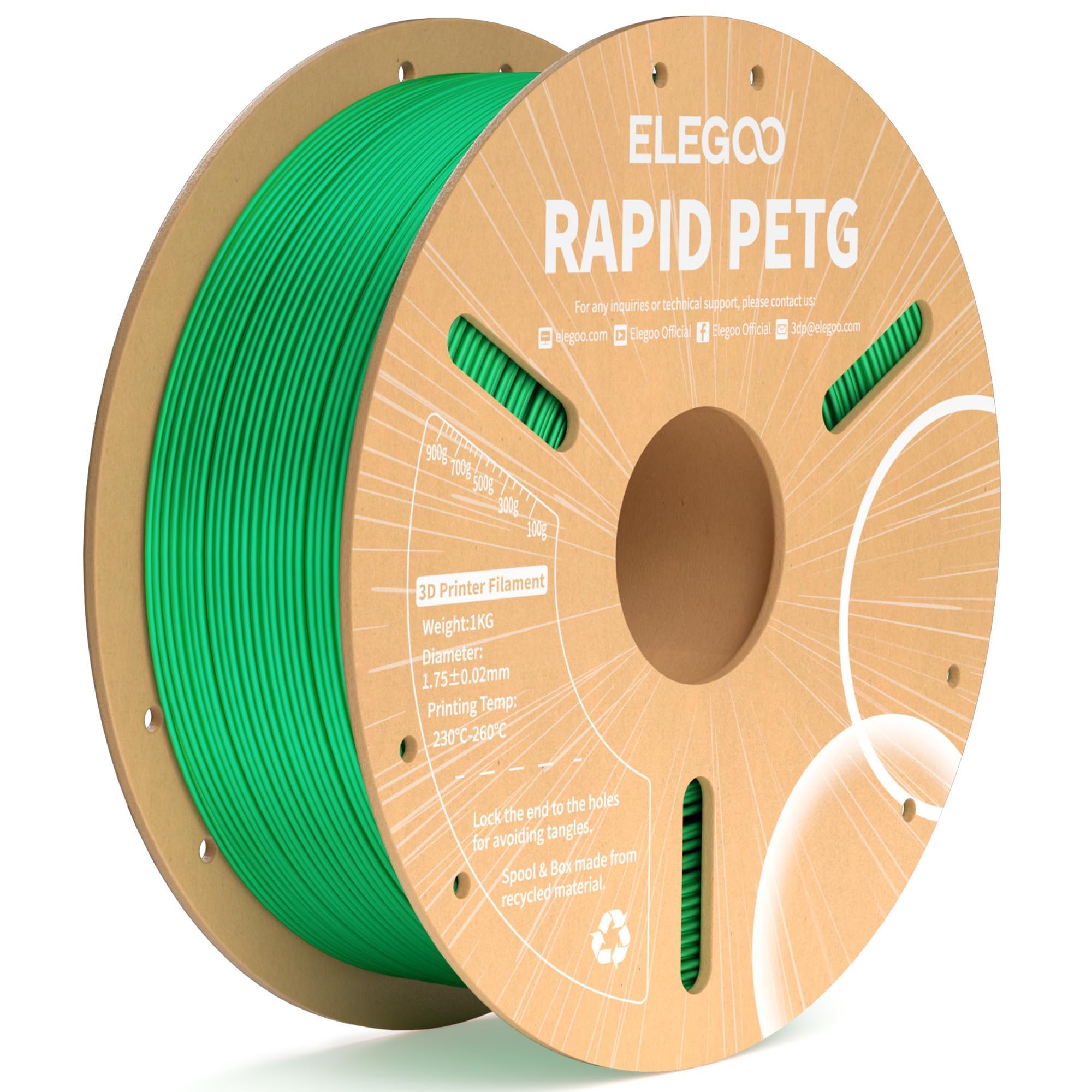 Filamento Para Impresora 3d Elegoo Rapid Petg De 1,75 Mm, Color Verde, 1 Kg - Venta Internacional.