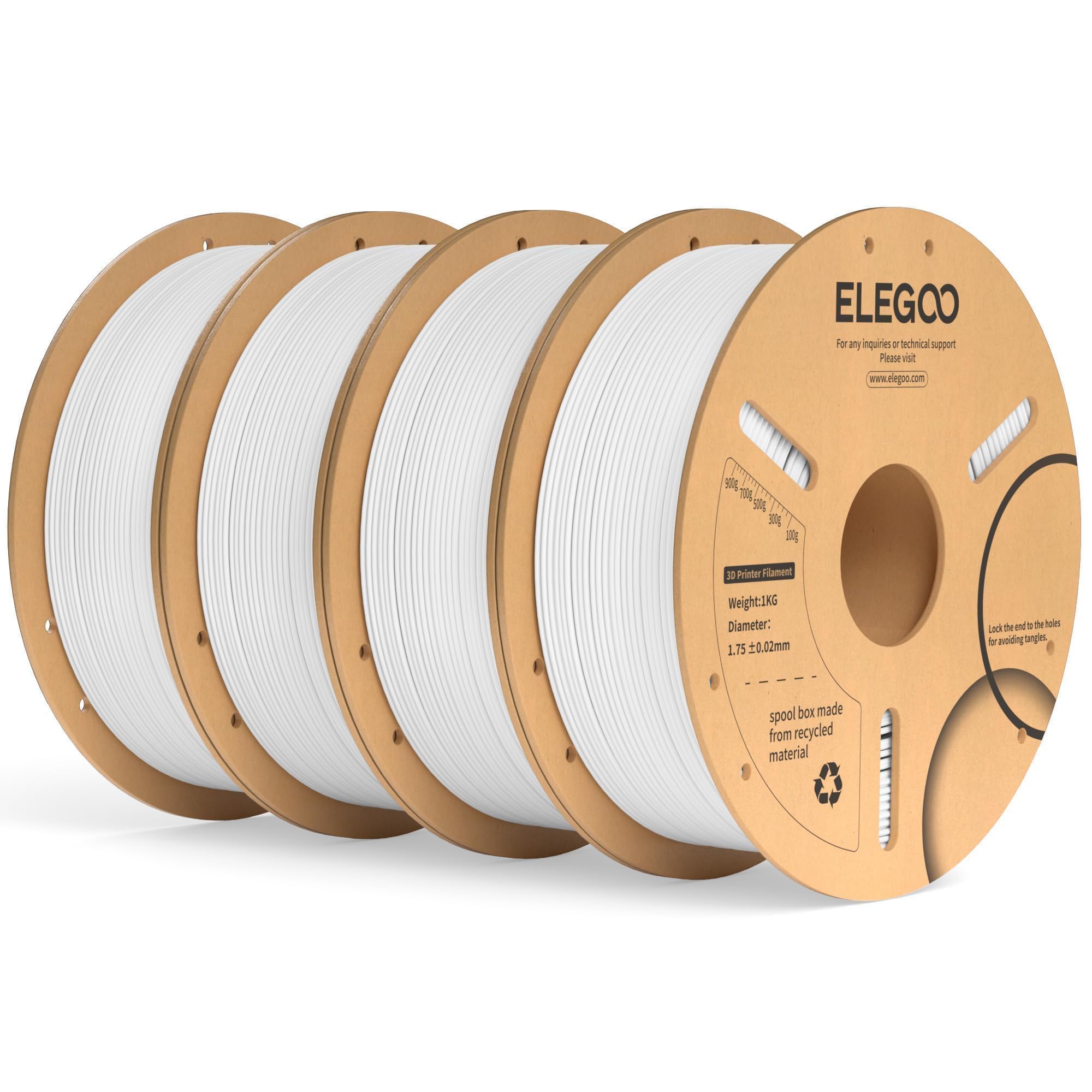 Filamento Para Impresora 3d Elegoo Pla Plus, 1,75 Mm, Blanco, 4 Kg - Venta Internacional.