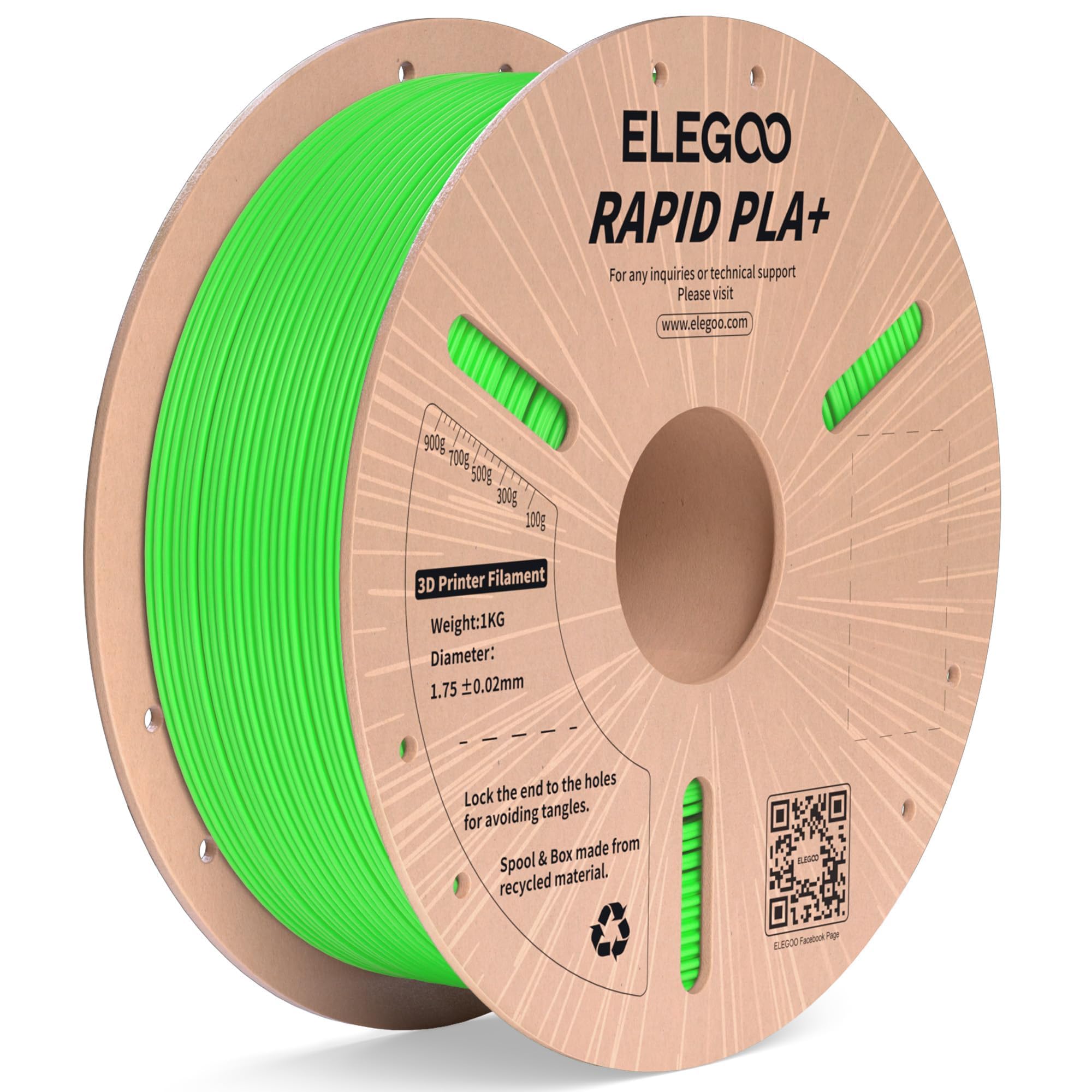 Foto 2 pulgar | Filamento Para Impresora 3d Elegoo Rapid Pla Plus De 1,75 Mm, Color Verde, 1 Kg - Venta Internacional.