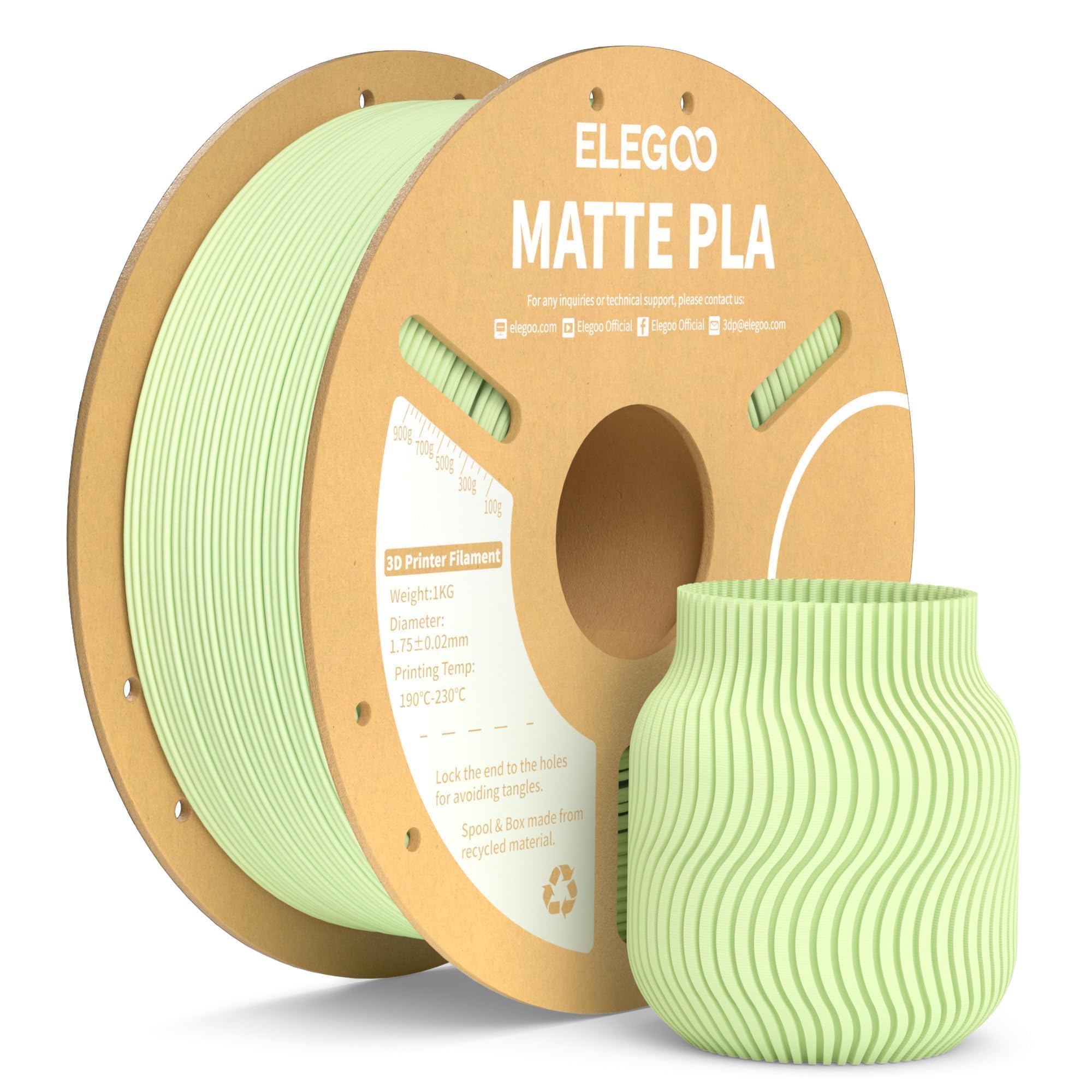 Filamento Para Impresora 3d Elegoo Mate Pla Verde Menta, 1,75 Mm, 1 Kg - Venta Internacional.