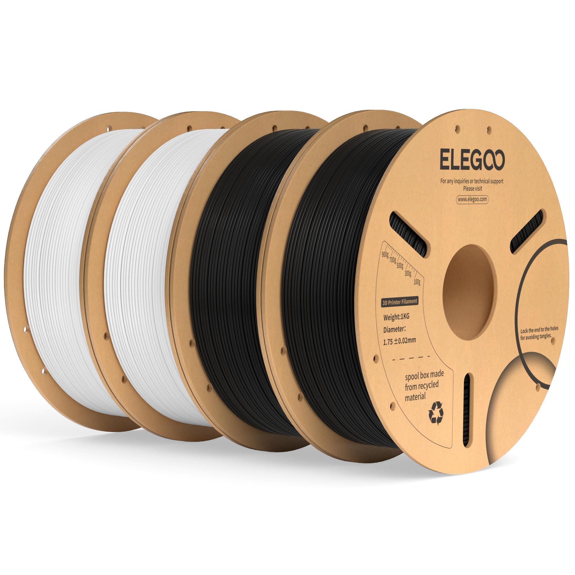 Filamento Para Impresora 3d Elegoo Pla Plus, 1,75 Mm, Blanco Y Negro, 4 Kg - Venta Internacional.