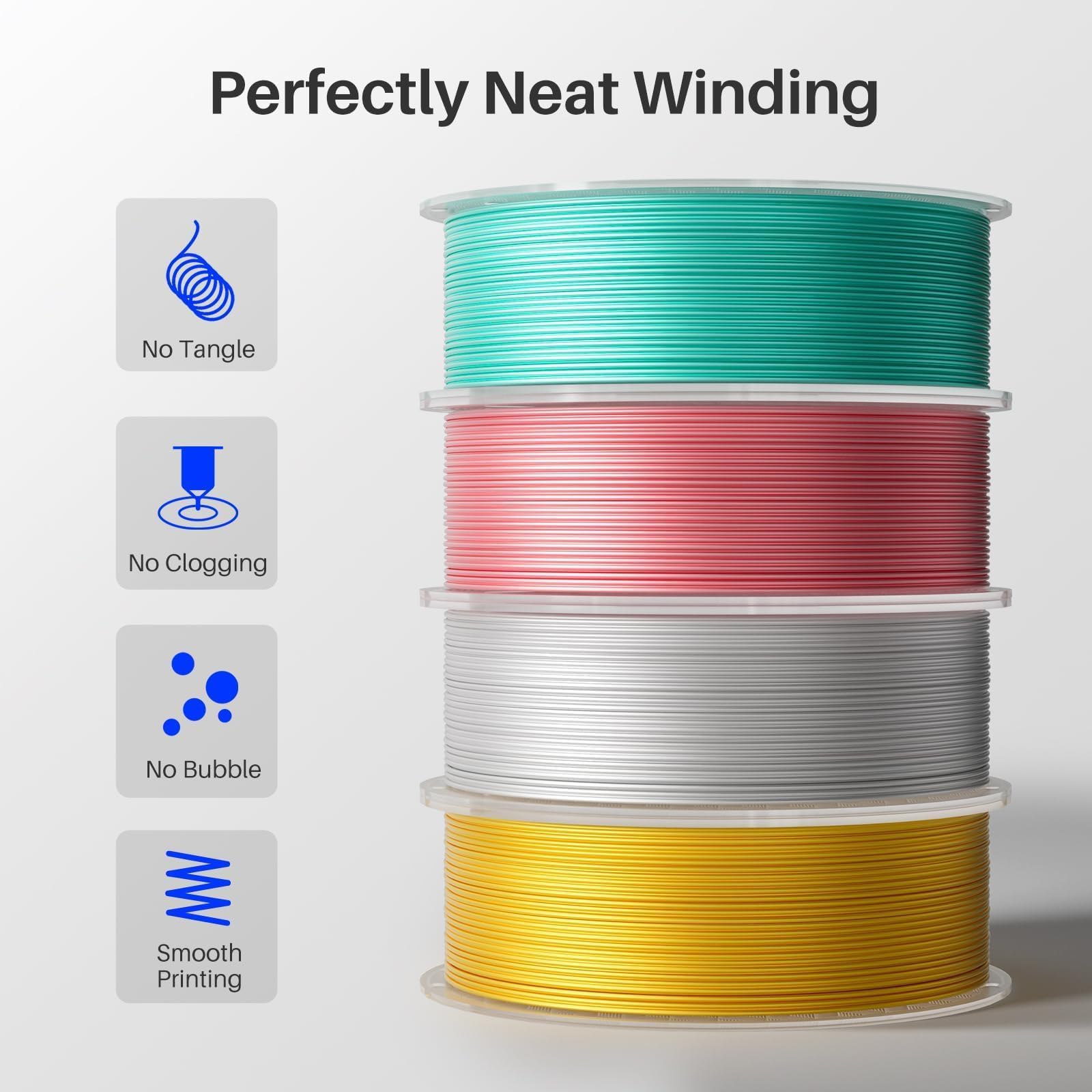 Foto 3 | Filamento Para Impresora 3d Elegoo Silk Pla, 1,75 Mm, Gris Plateado, 1 Kg - Venta Internacional.