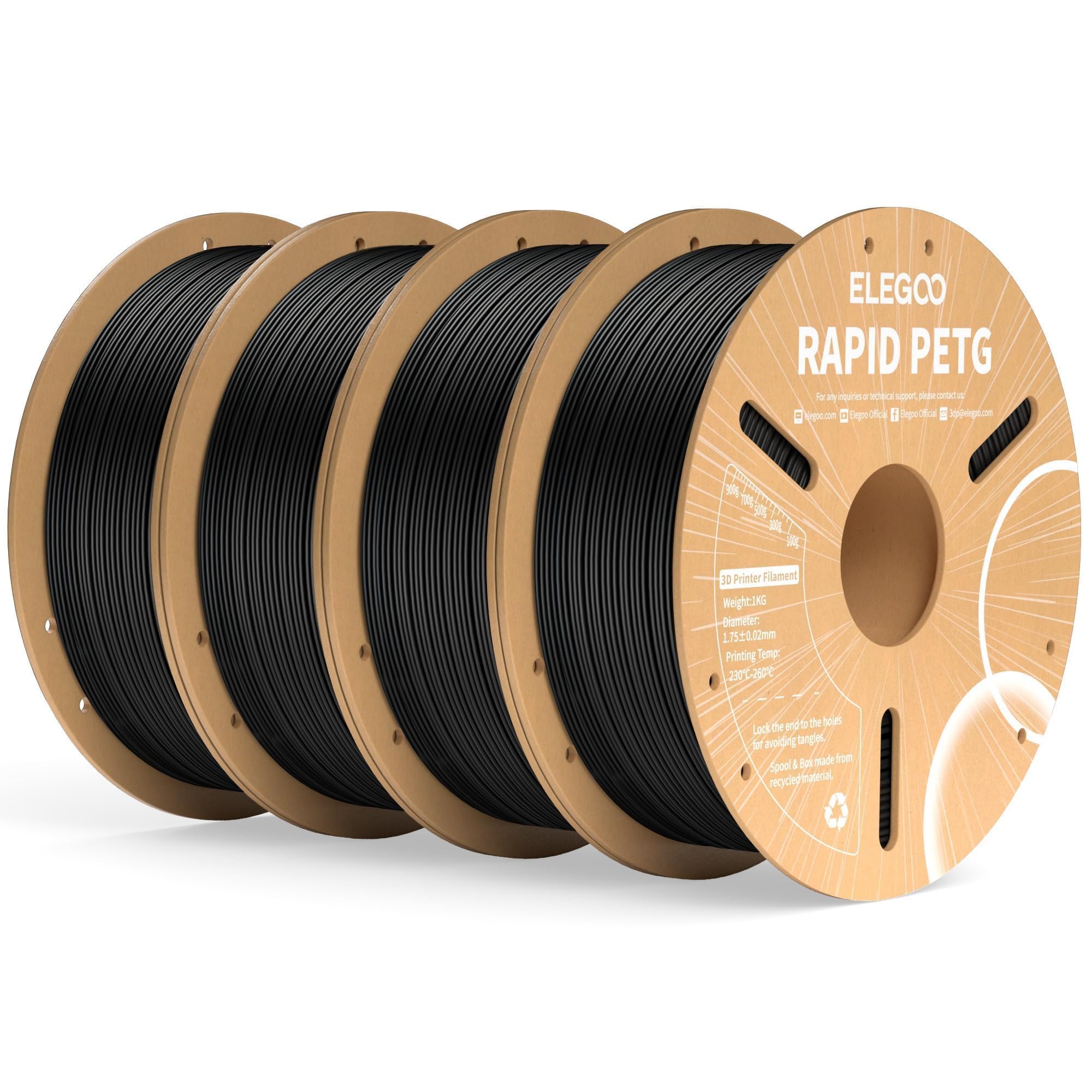 Foto 2 pulgar | Filamento Para Impresora 3d Elegoo Rapid Petg De 1,75 Mm, Negro, 4 Kg - Venta Internacional.