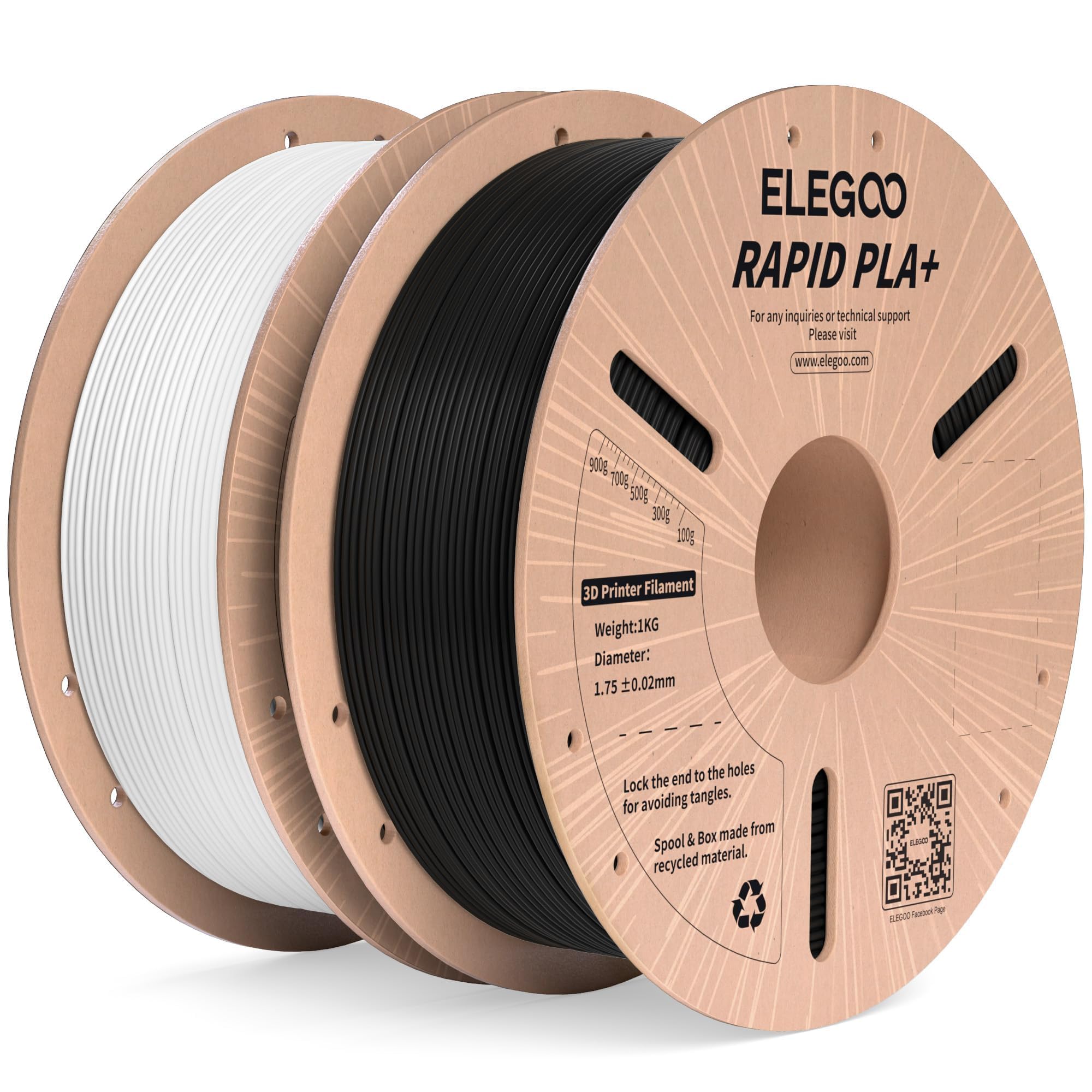 Foto 1 | Filamento Para Impresora 3d Elegoo Rapid Pla Plus De 1,75 Mm En Blanco Y Negro - Venta Internacional.