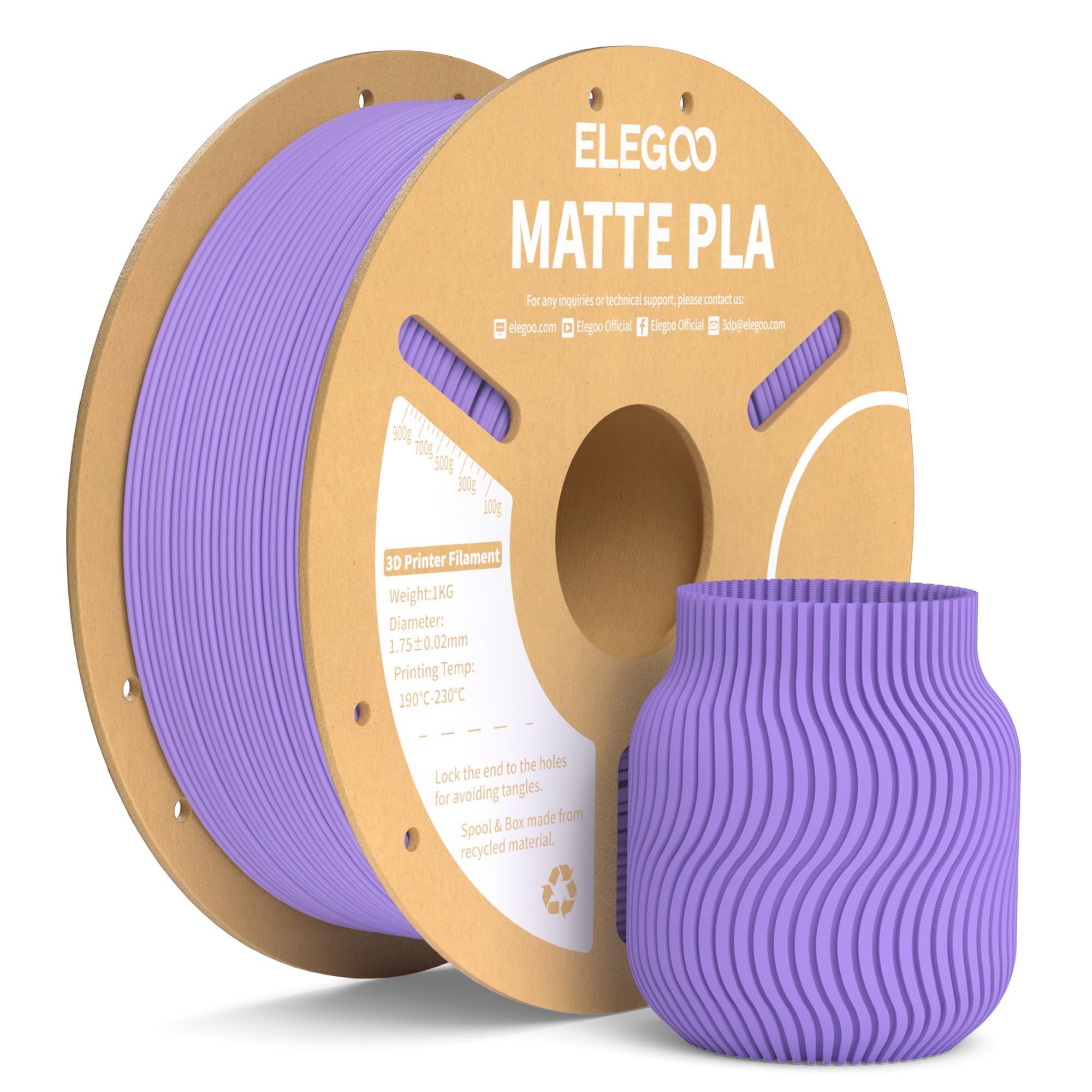 Foto 2 pulgar | Filamento Para Impresora 3d Elegoo Mate Pla Morado Lavanda, 1 Kg - Venta Internacional.