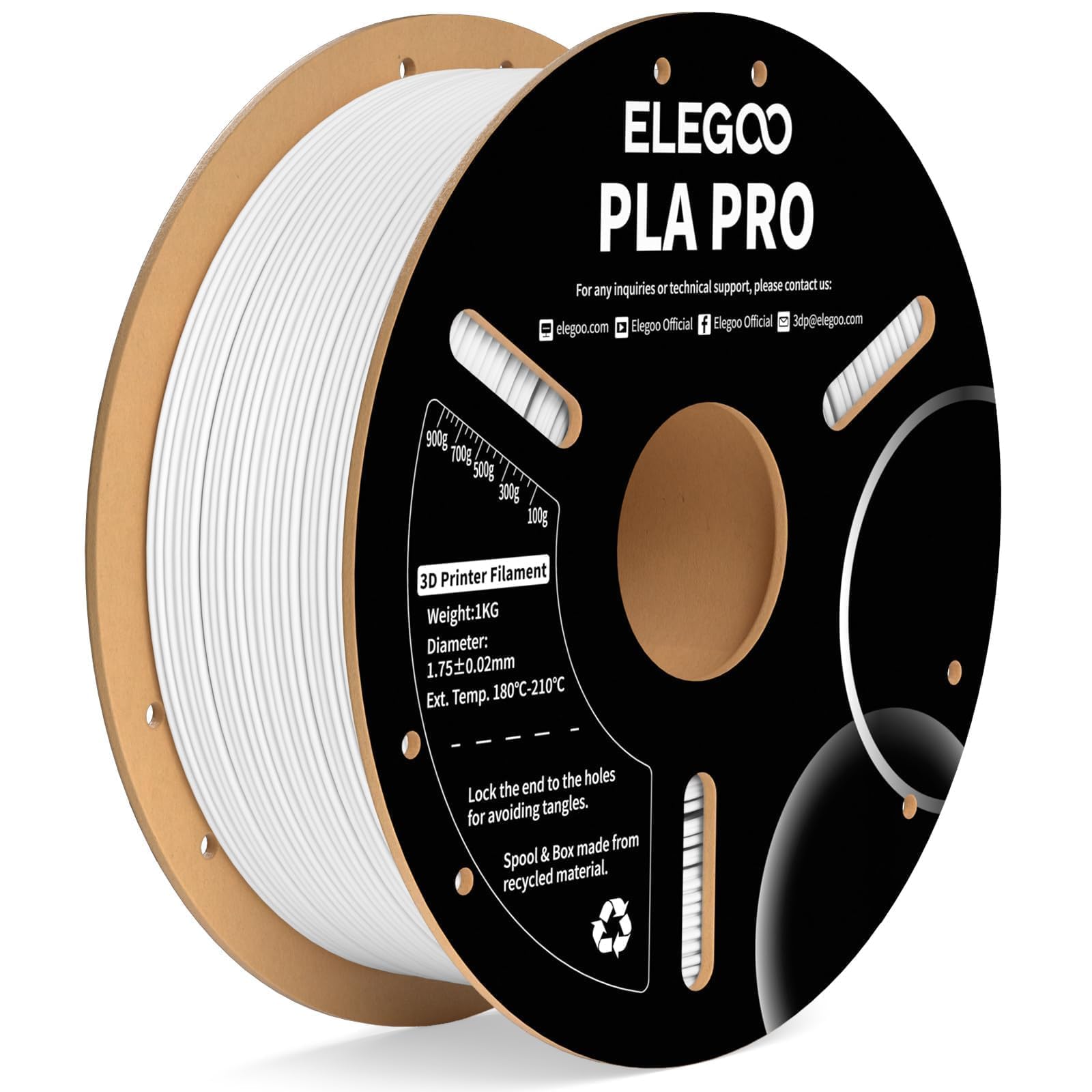 Foto 2 pulgar | Filamento Para Impresora 3d Elegoo Pla Pro, 1,75 Mm, Blanco, 1 Kg - Venta Internacional.