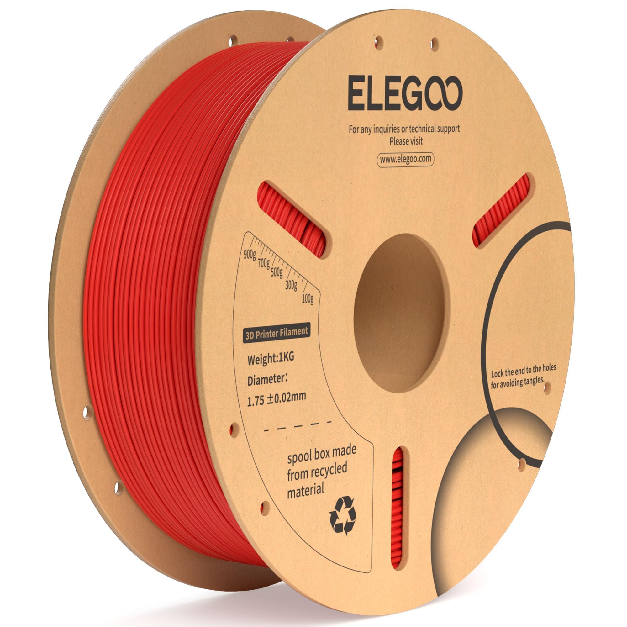 Filamento Para Impresora 3d Elegoo Pla Plus, 1,75 Mm, Rojo, 1 Kg - Venta Internacional.