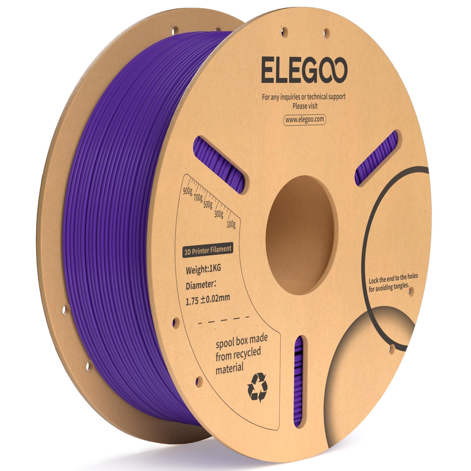 Filamento Para Impresora 3d Elegoo Pla Plus De 1,75 Mm, Color Morado, 1 Kg - Venta Internacional.