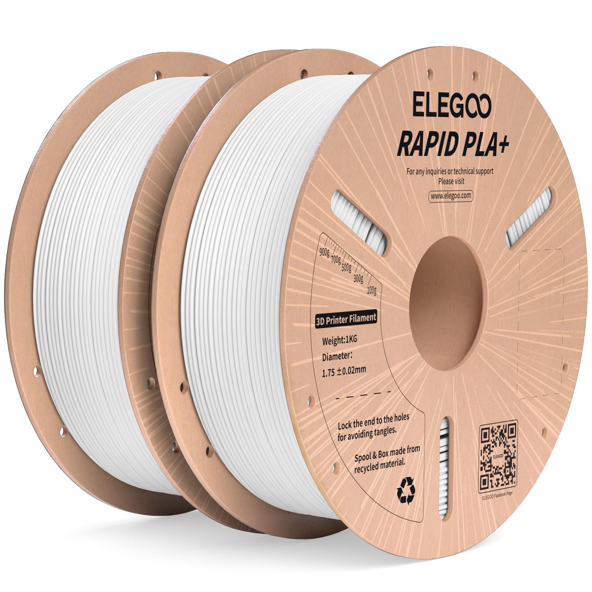 Foto 2 pulgar | Filamento Para Impresora 3d Elegoo Rapid Pla Plus, 1,75 Mm, Blanco, 2 Kg - Venta Internacional.