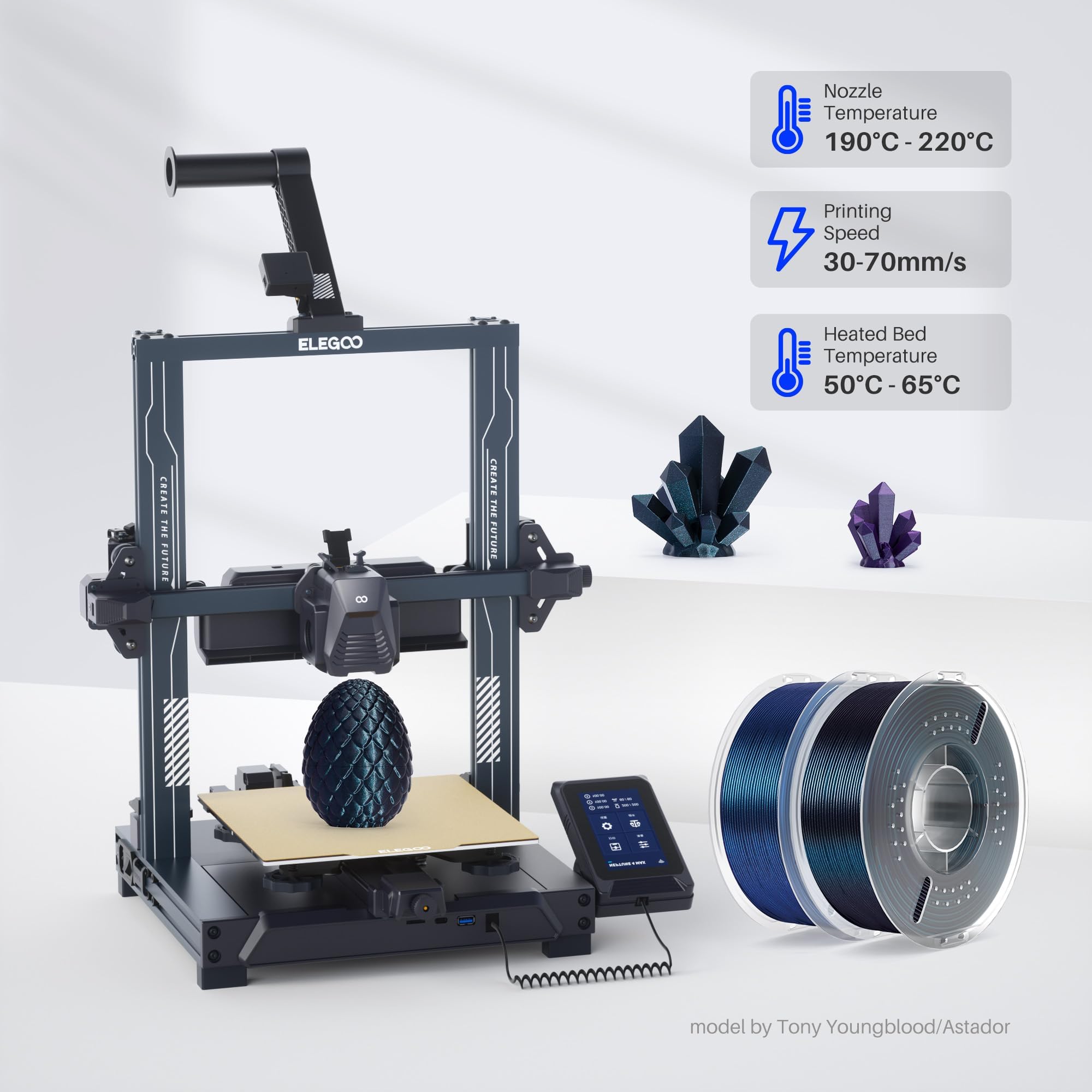 Foto 5 | Filamento Para Impresora 3d Elegoo Pla De 1,75 Mm Galaxy Peacock Blue, 1 Kg - Venta Internacional.