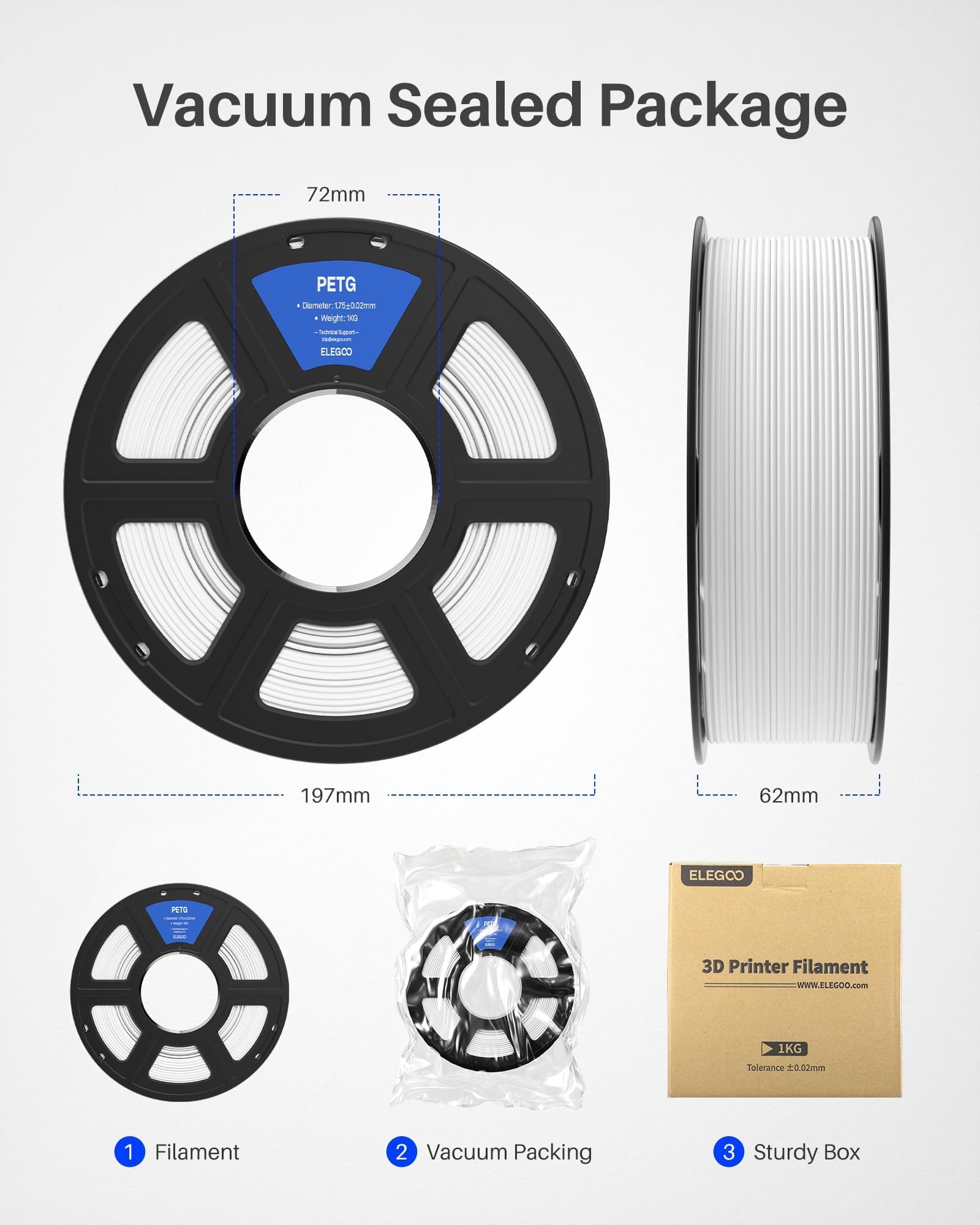 Foto 6 | Filamento Para Impresora 3d Elegoo Petg De 1,75 Mm, Marrón, 1 Kg - Venta Internacional.