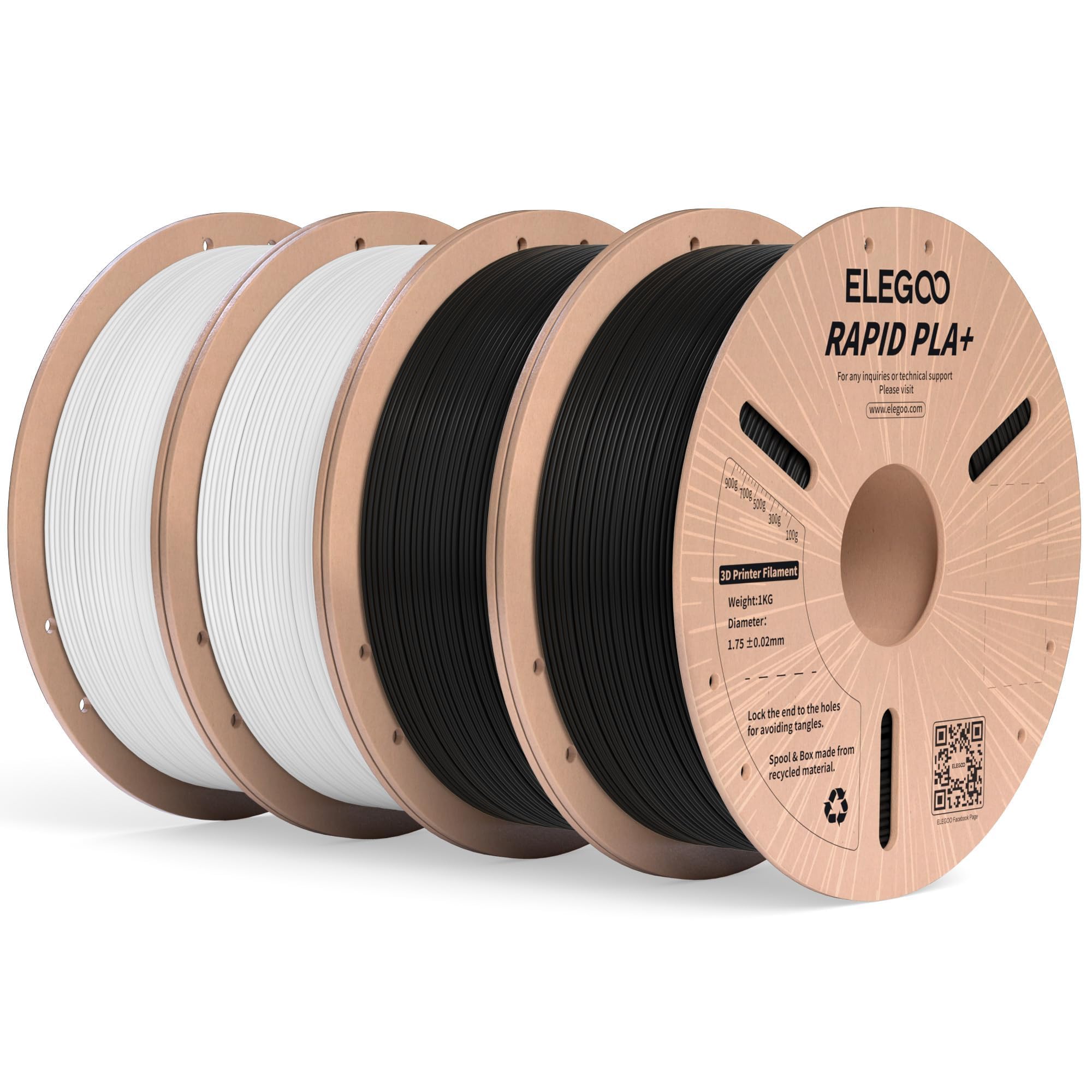 Foto 2 pulgar | Filamento Para Impresora 3d Elegoo Rapid Pla Plus, 1,75 Mm, Negro, 4 Kg - Venta Internacional.