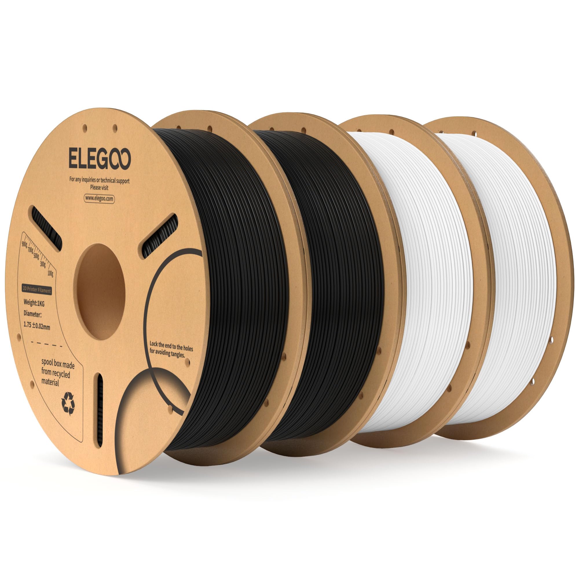 Foto 1 | Filamento Para Impresora 3d Elegoo Pla De 1,75 Mm, Paquete De 4 Kg, Blanco Y Negro - Venta Internacional.