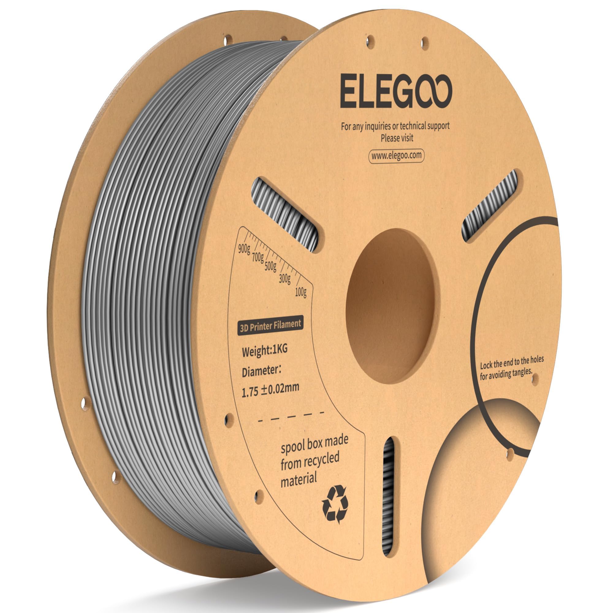 Filamento Para Impresora 3d Elegoo Pla Plus De 1,75 Mm, Gris Espacial, 1 Kg - Venta Internacional.