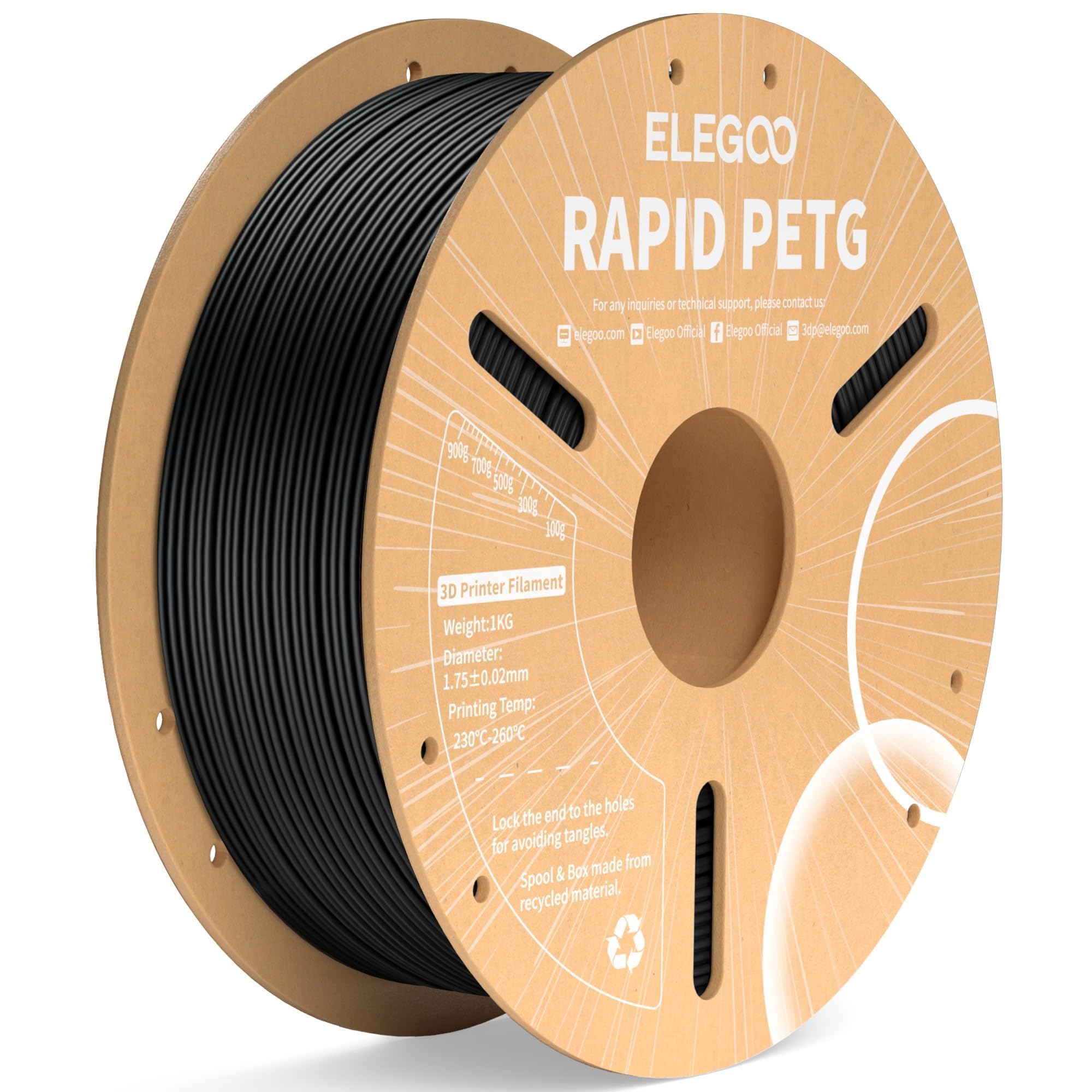 Foto 2 pulgar | Filamento Para Impresora 3d Elegoo Rapid Petg 1.75 Mm Negro 1 Kg - Venta Internacional.